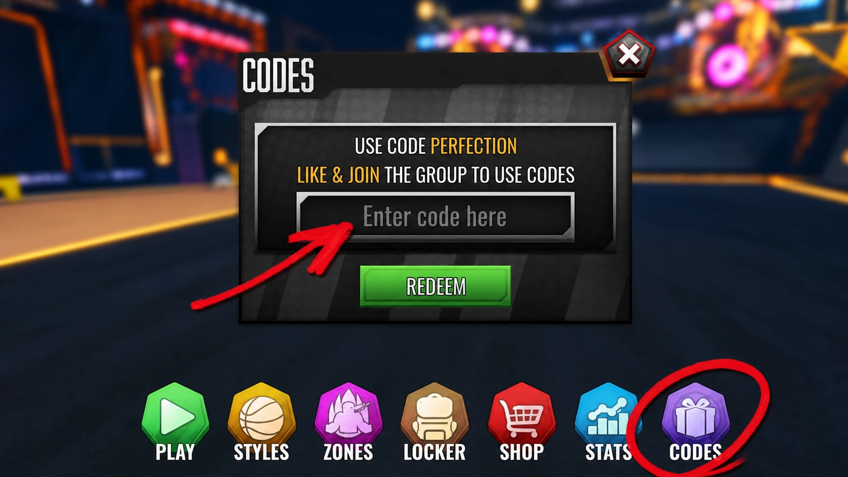 Redeeming Basketball Zero codes on Roblox