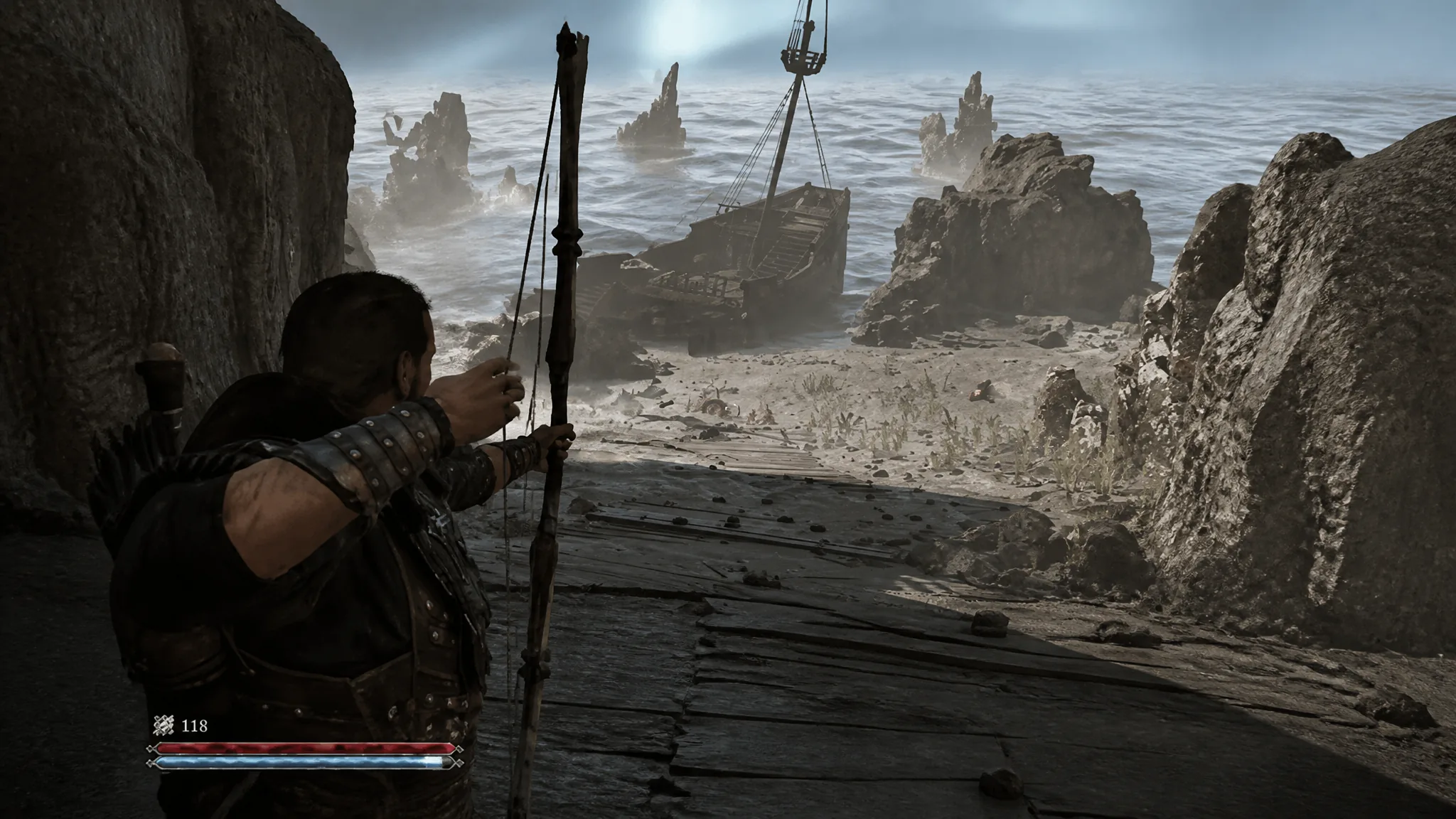 A Great Fire Lizard breathing fire in Gothic 1 Remake