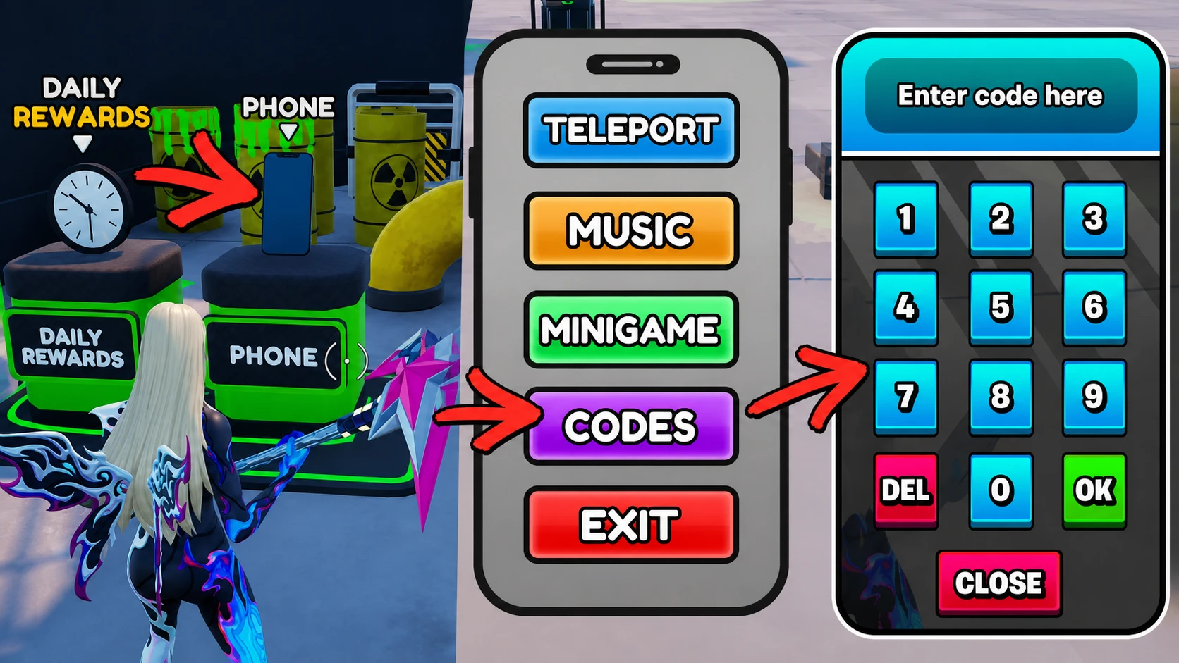 How to Redeem codes in Fortnite Nuclear Tycoon through the Phone System and get the Premium Pass