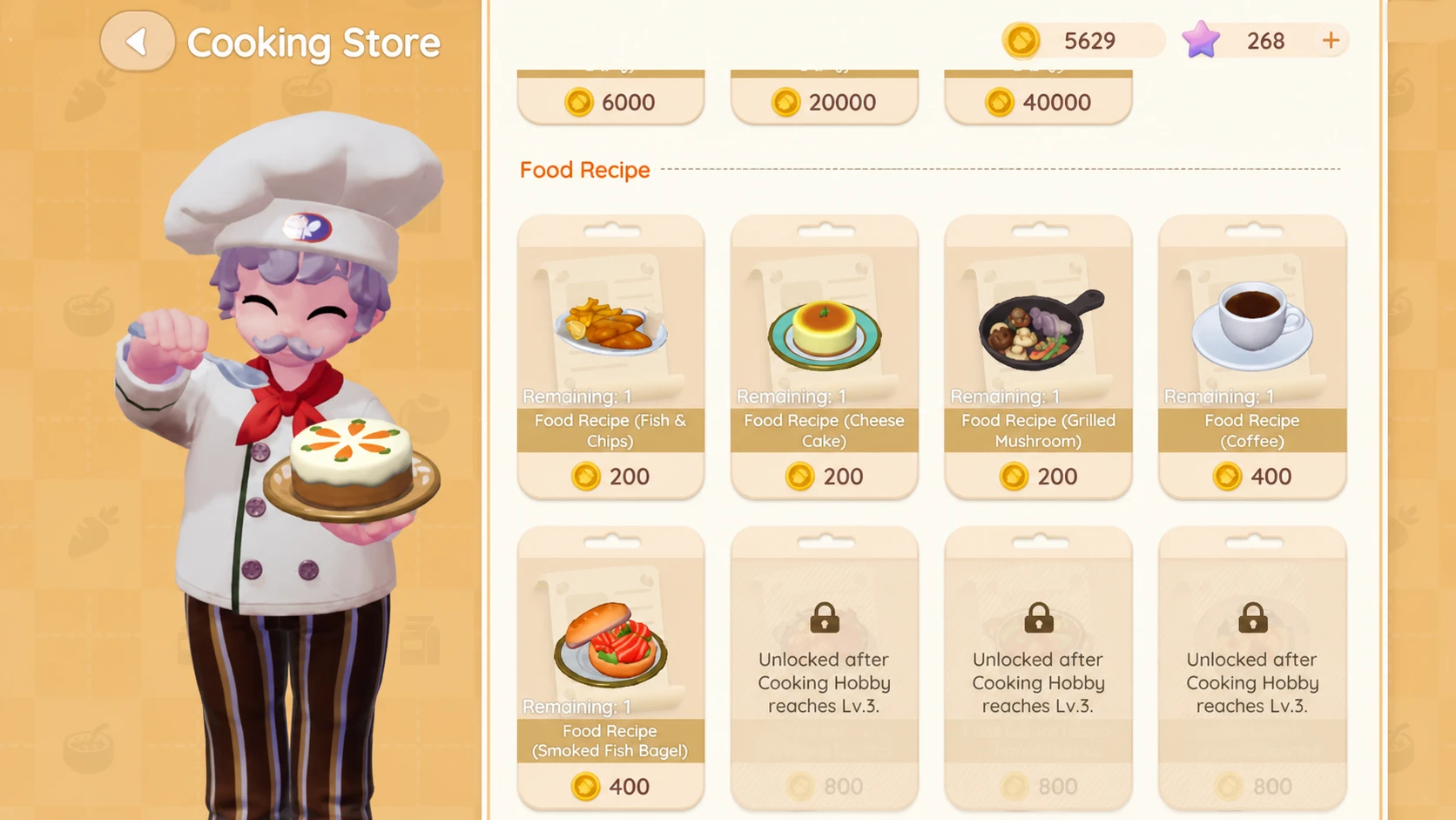 Heartopia recipes: A screenshot of the recipes section of Massimoo's shop in Heartopia with a PT logo in the top right corner
