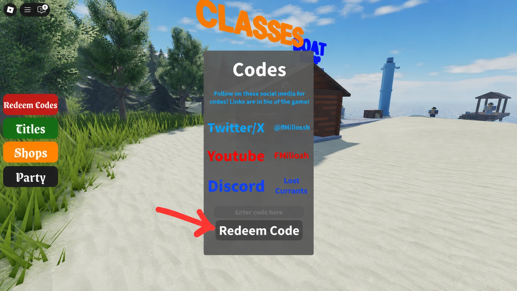 roblox lost currents codes