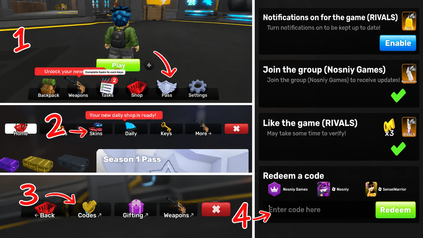 How to redeem codes in Rivals