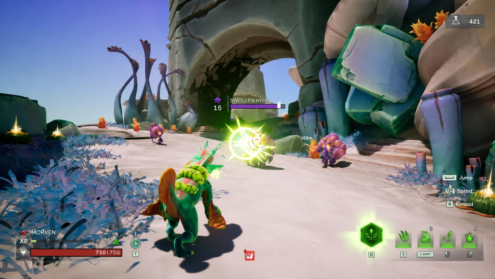 A voidling facing enemies in Voidling Bound