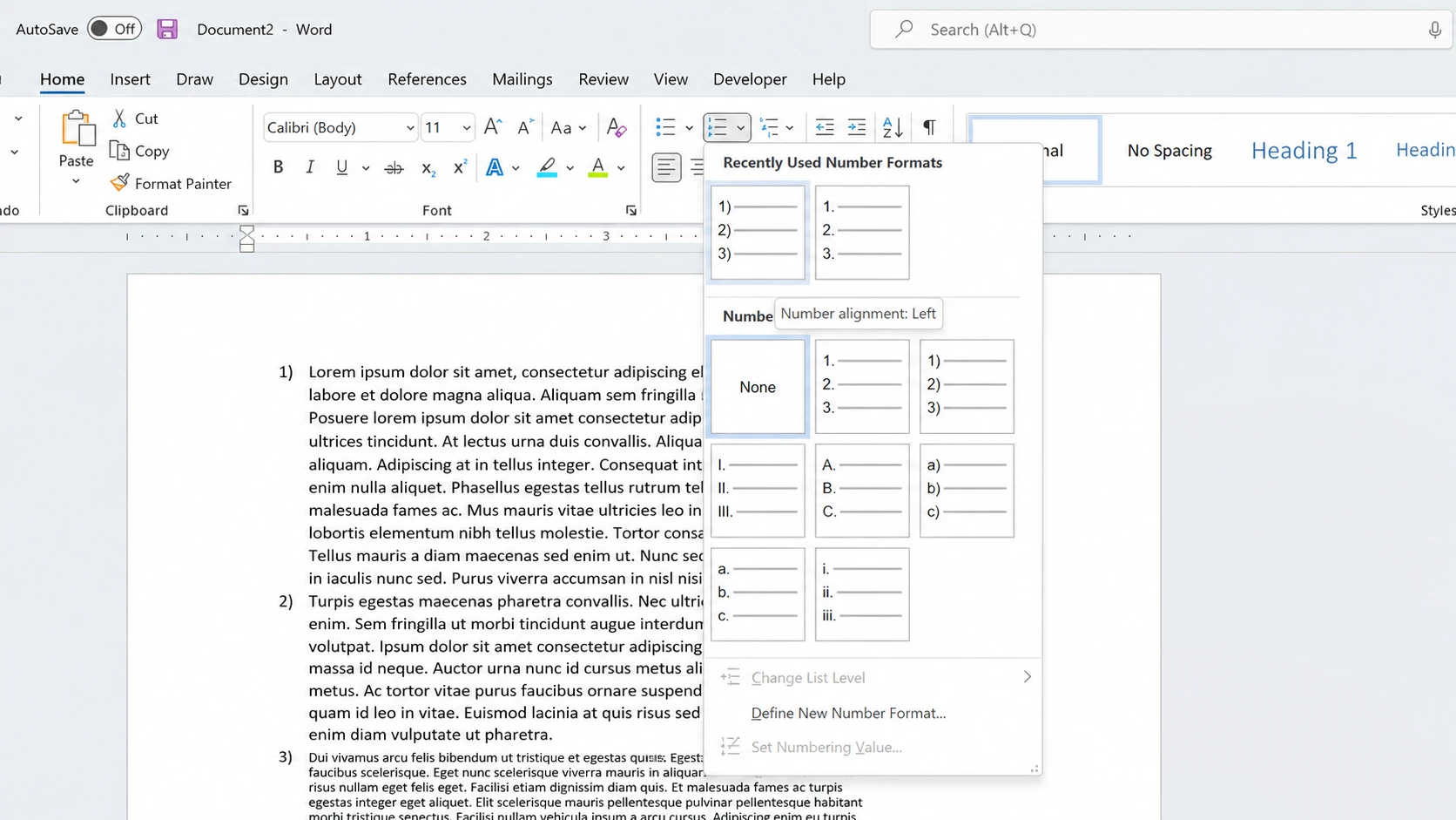 How to number paragraphs in Word, Google Docs, Word Online