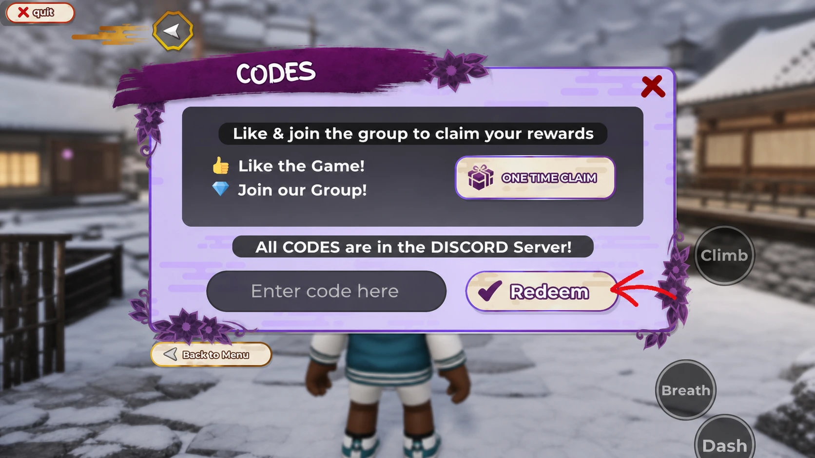 Weak Legacy 2 codes redemption screen with Pocket Tactics written in where the code goes