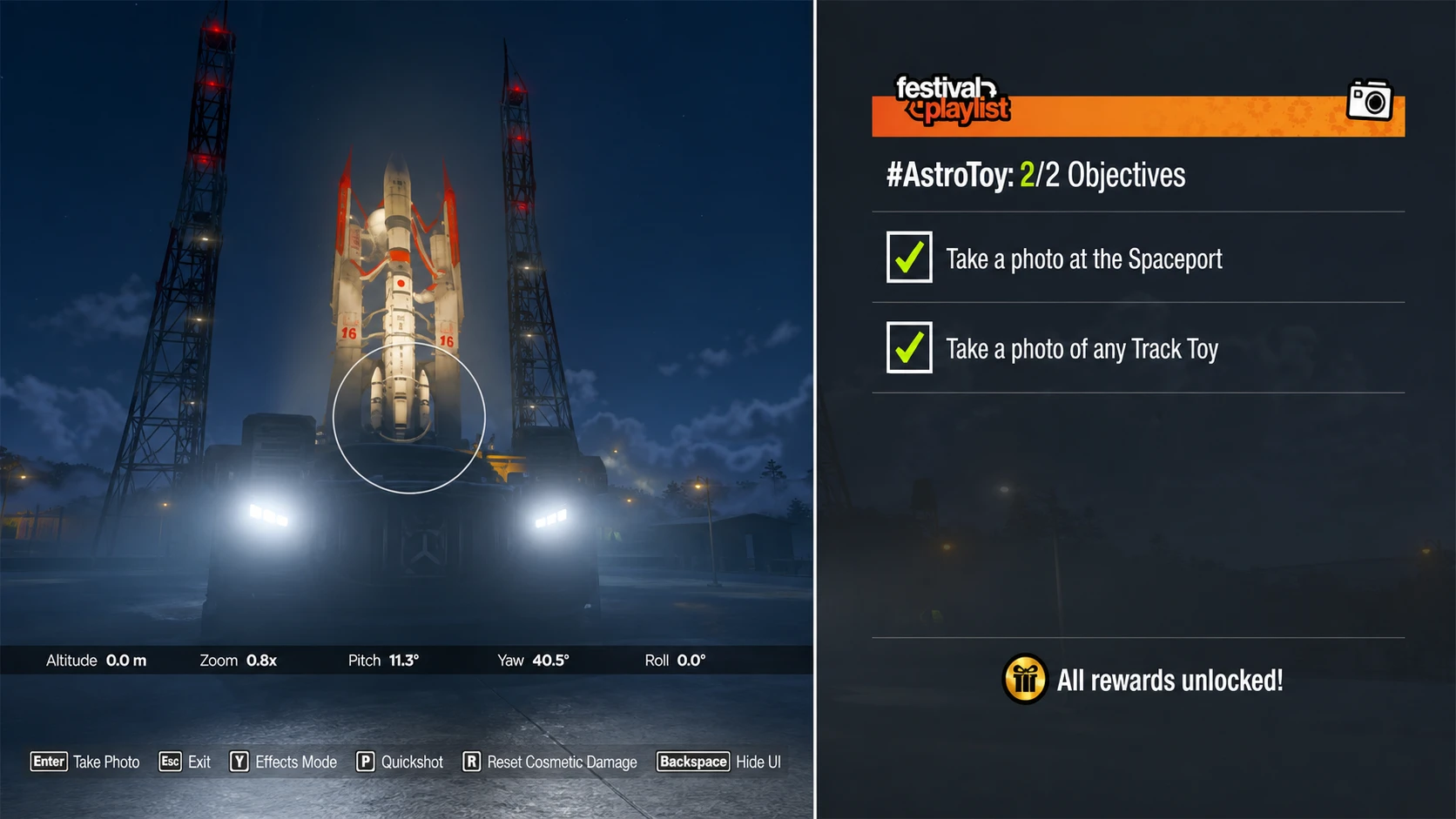 Photographing a Track Toy car next to the HZN-VI Rocket in Forza Horizon 6