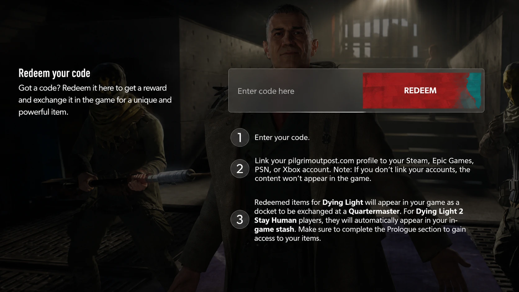 Dying Light: The Beast Docket Codes