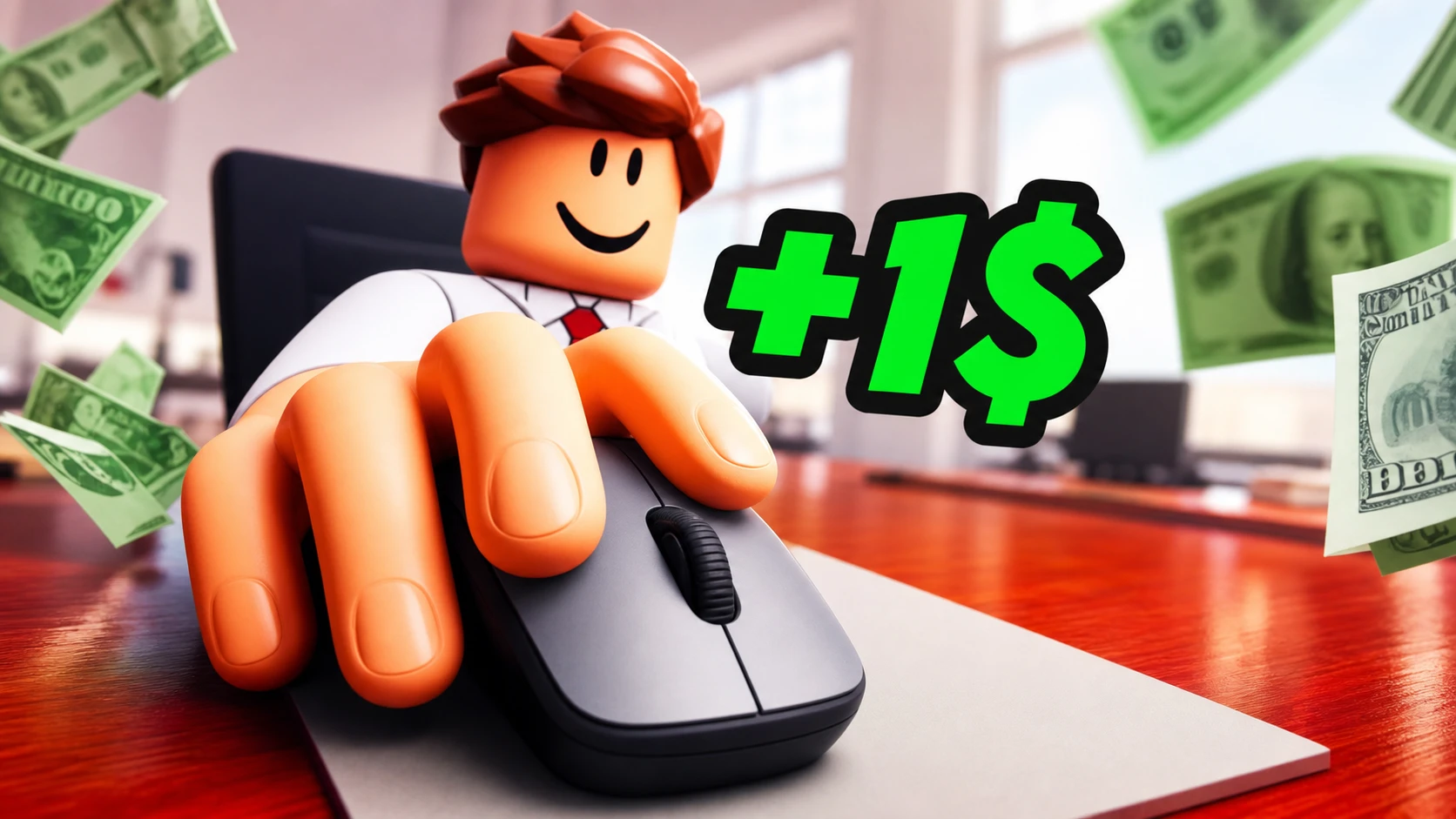 Key art for Click to get Richer showing someone clicking a screen