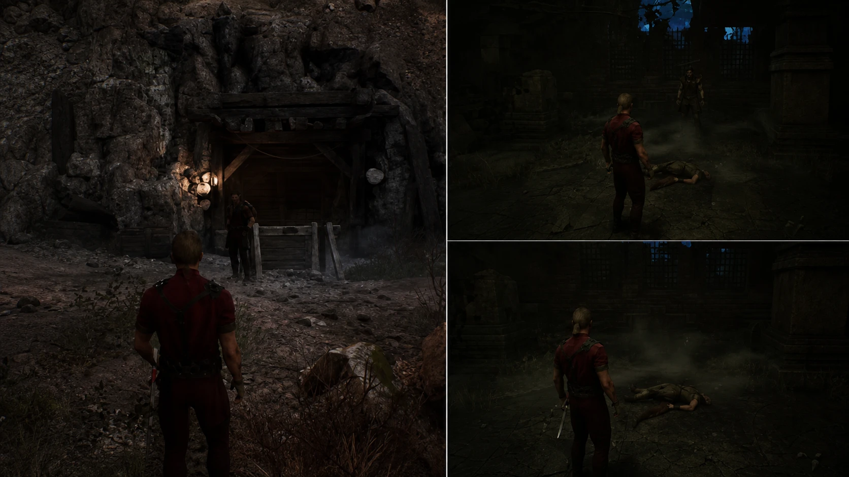 Searching the flooded cave while looking for Caine