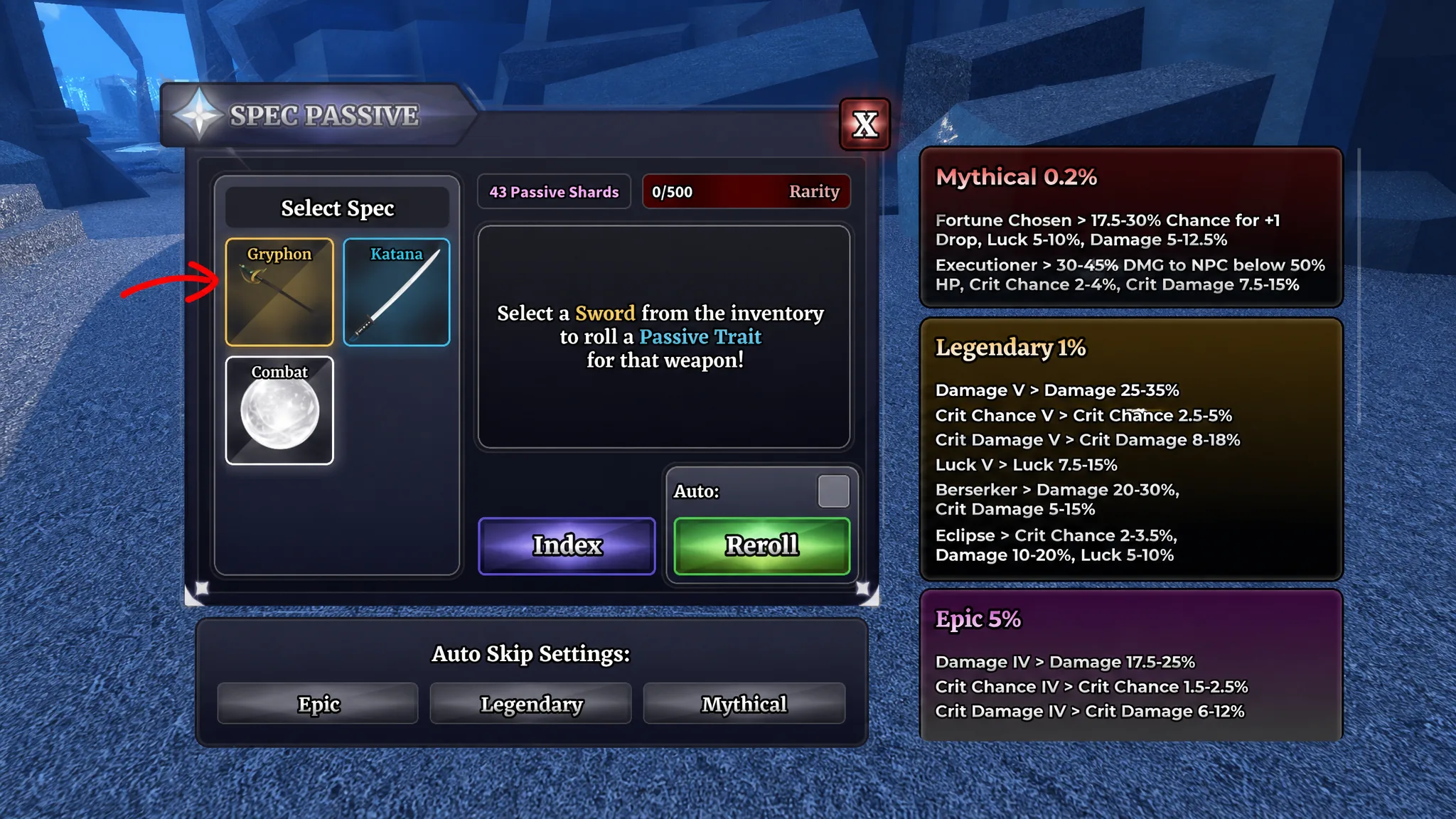 Add specs to your weapons in Sailor Piece