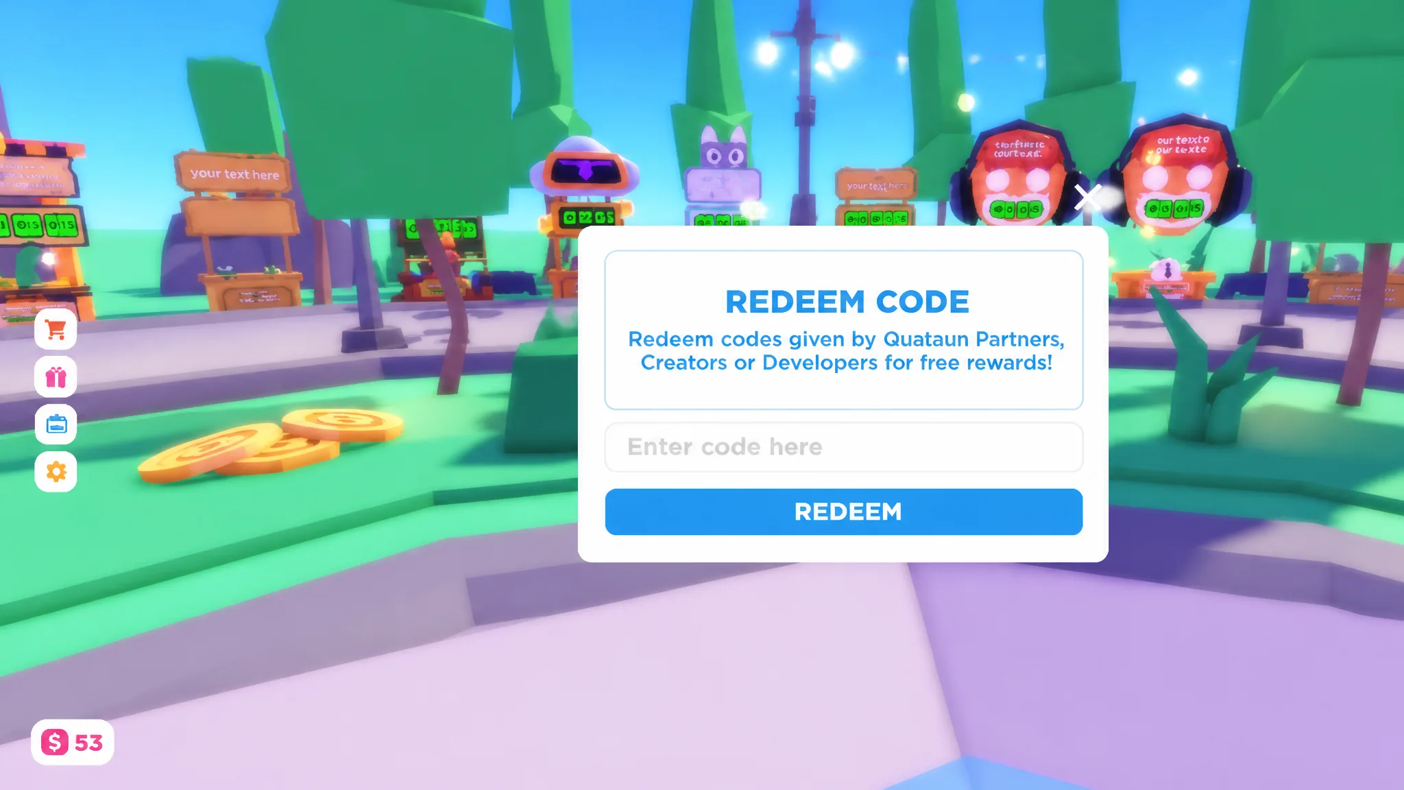 The text box to input PLS Donate codes