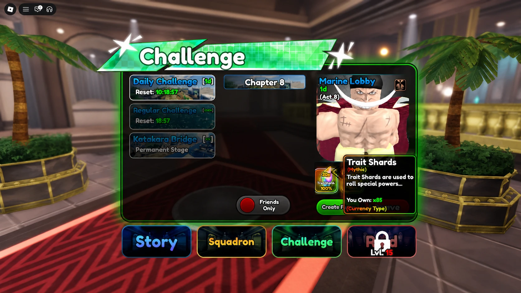 image showing the Trait Shards farm in Anime Squadron
