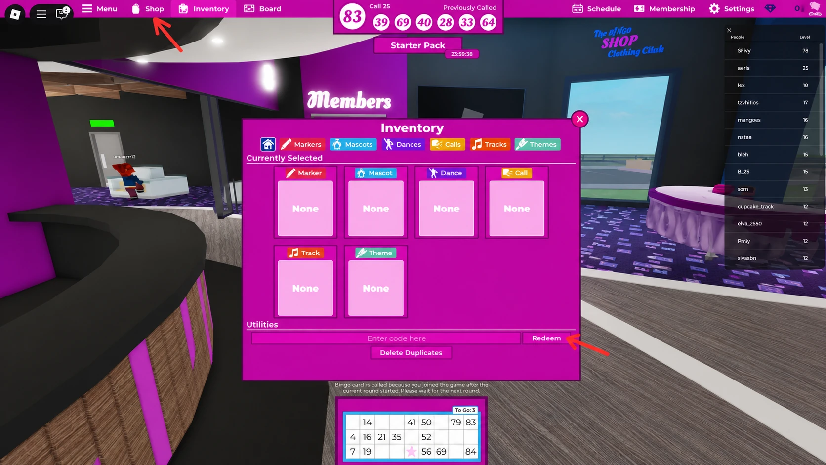 redeem bloxy bingo codes