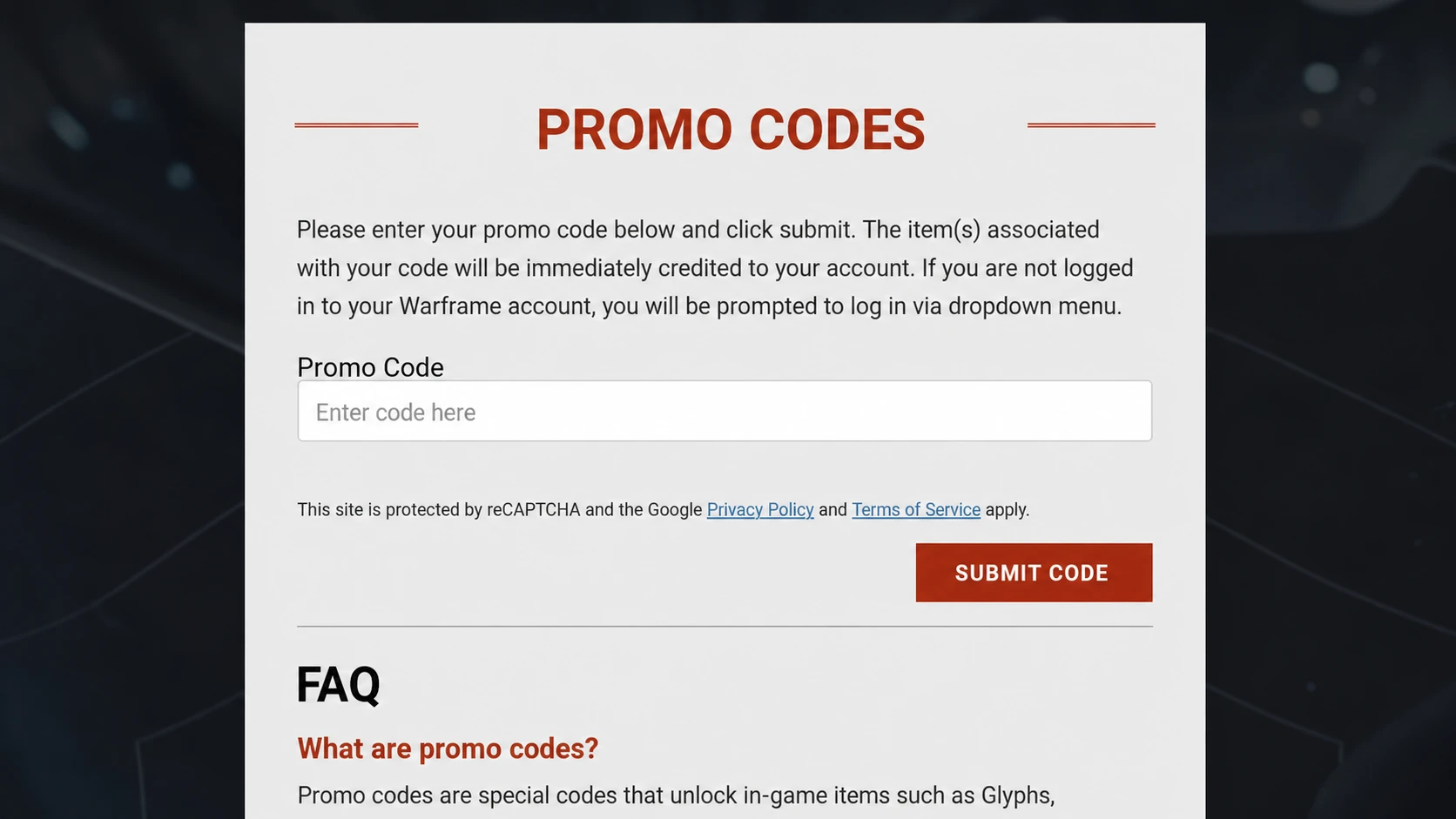 How to redeem Warframe codes in-game