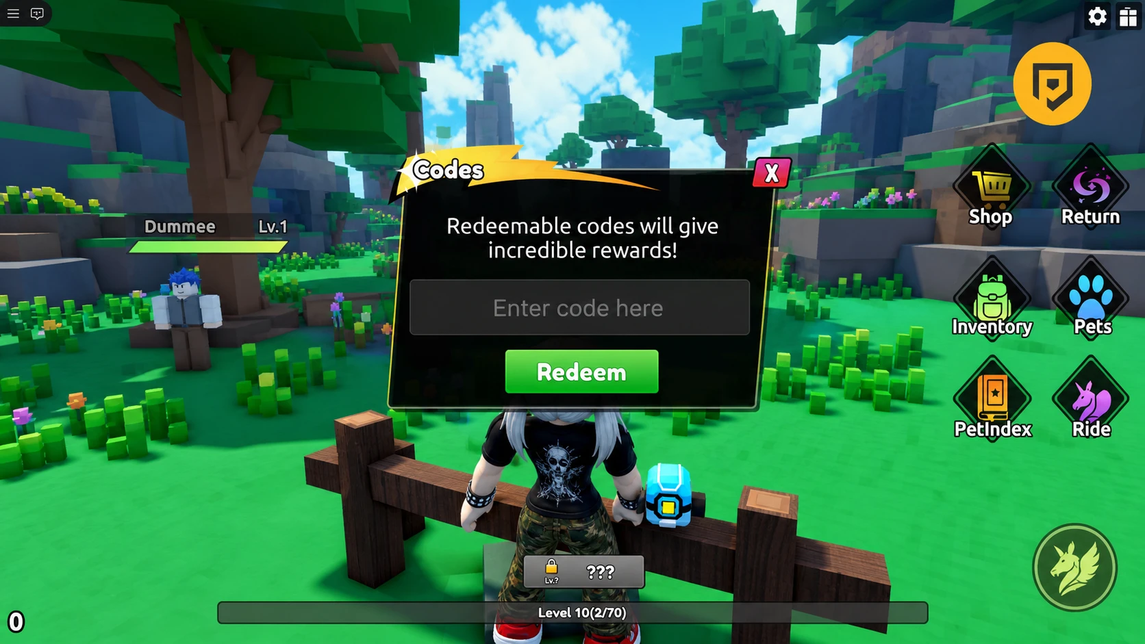 Catch a Monster codes redemption screen in front of some trees