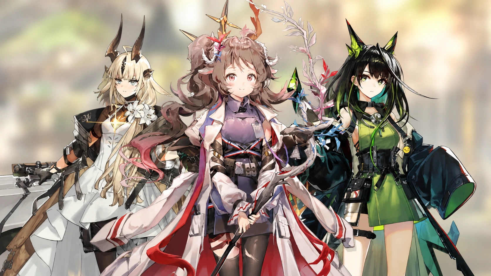 Arknights tier list: Eyjafjalla alt, Reed alt, and Mon3tr pasted on a blurred background