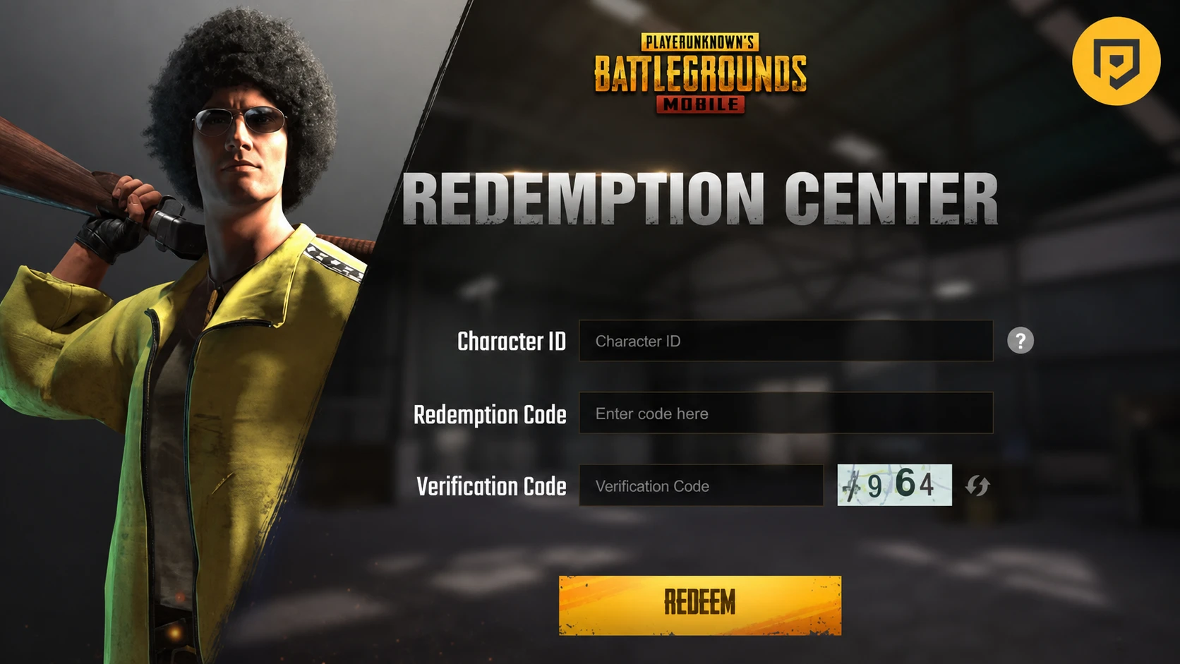 PUBG Mobile codes: An image of the PUBG Mobile redemption center