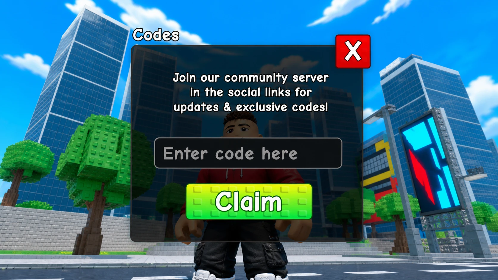 Choso Flipping Experience codes: An image of the code redemption box in Roblox