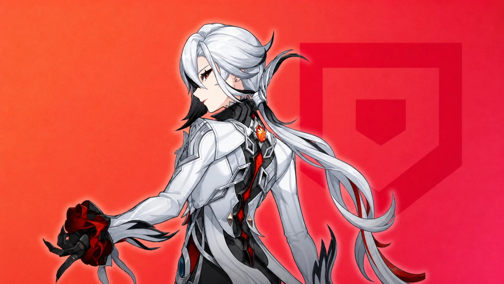 Genshin Impact tier list - Arlecchino's splash art on a red background
