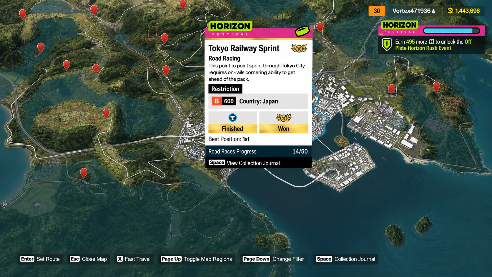 Starting a road race in Forza Horizon 6