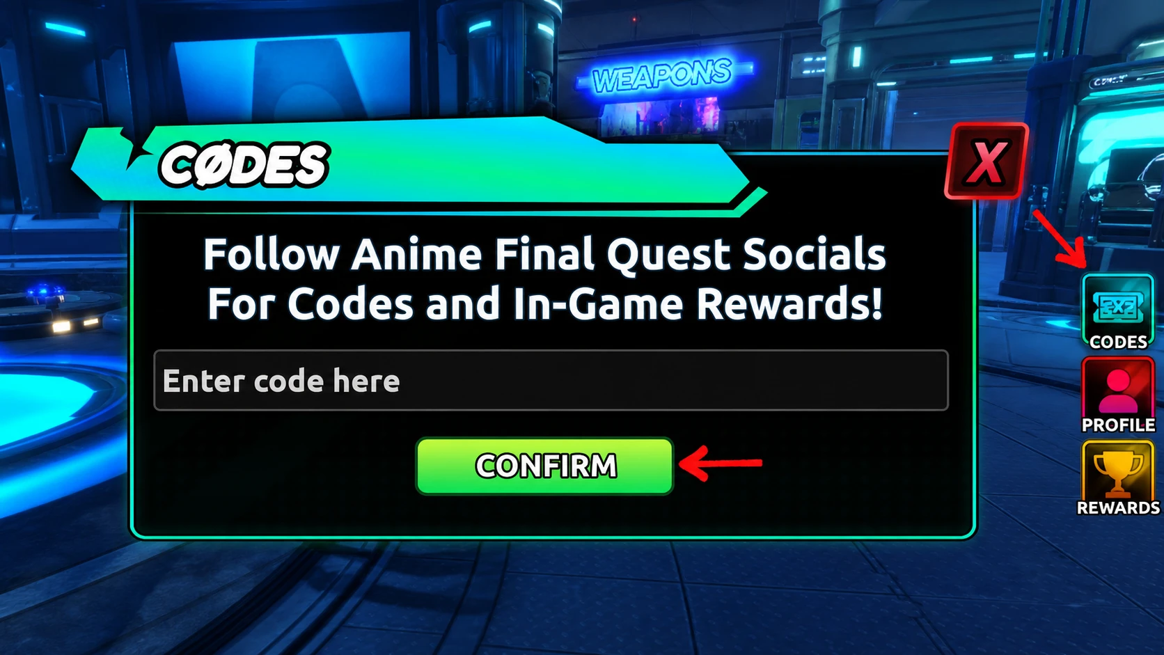 Anime Final Quest codes redeem