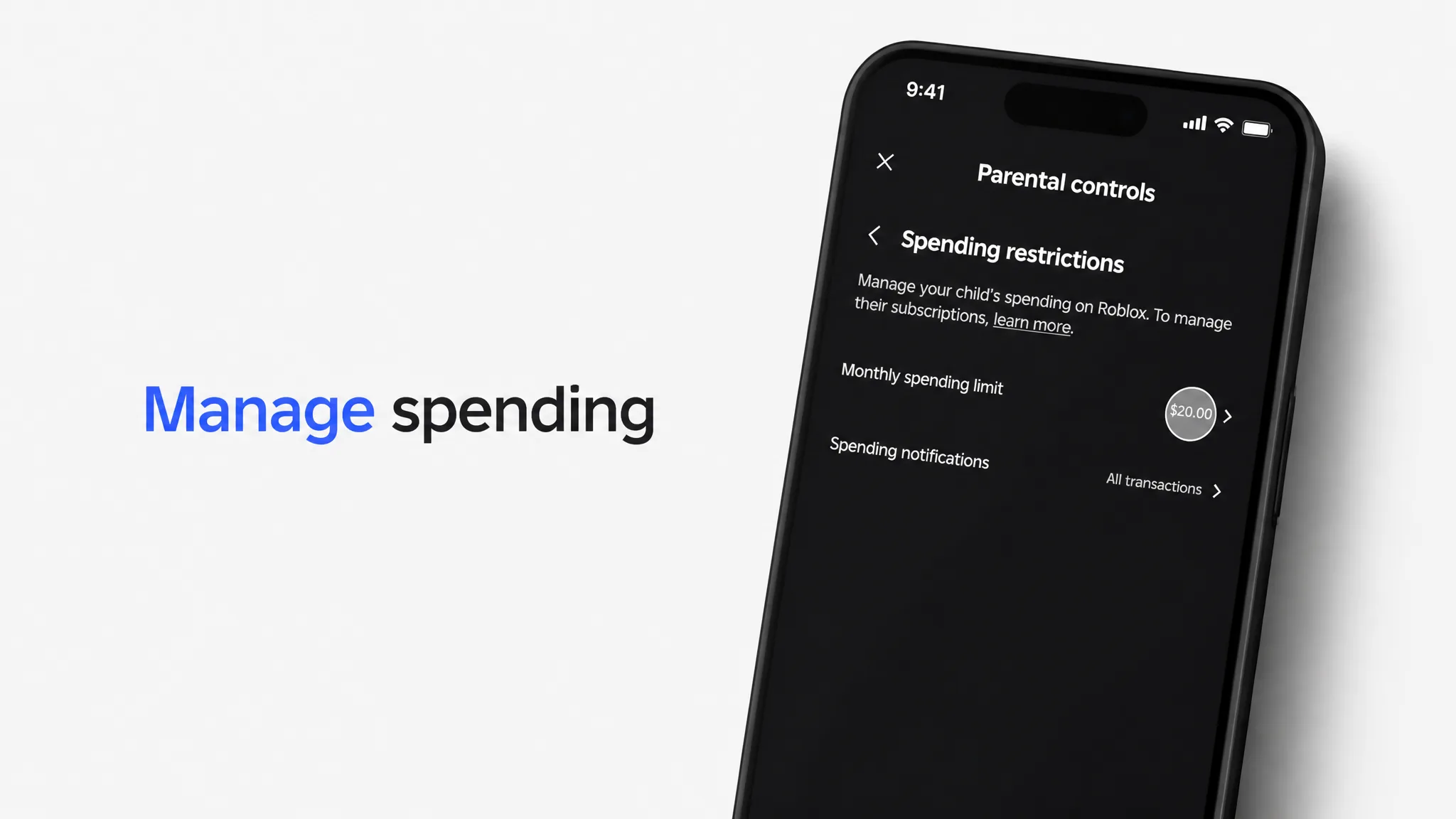 Adjust children money spending on Roblox