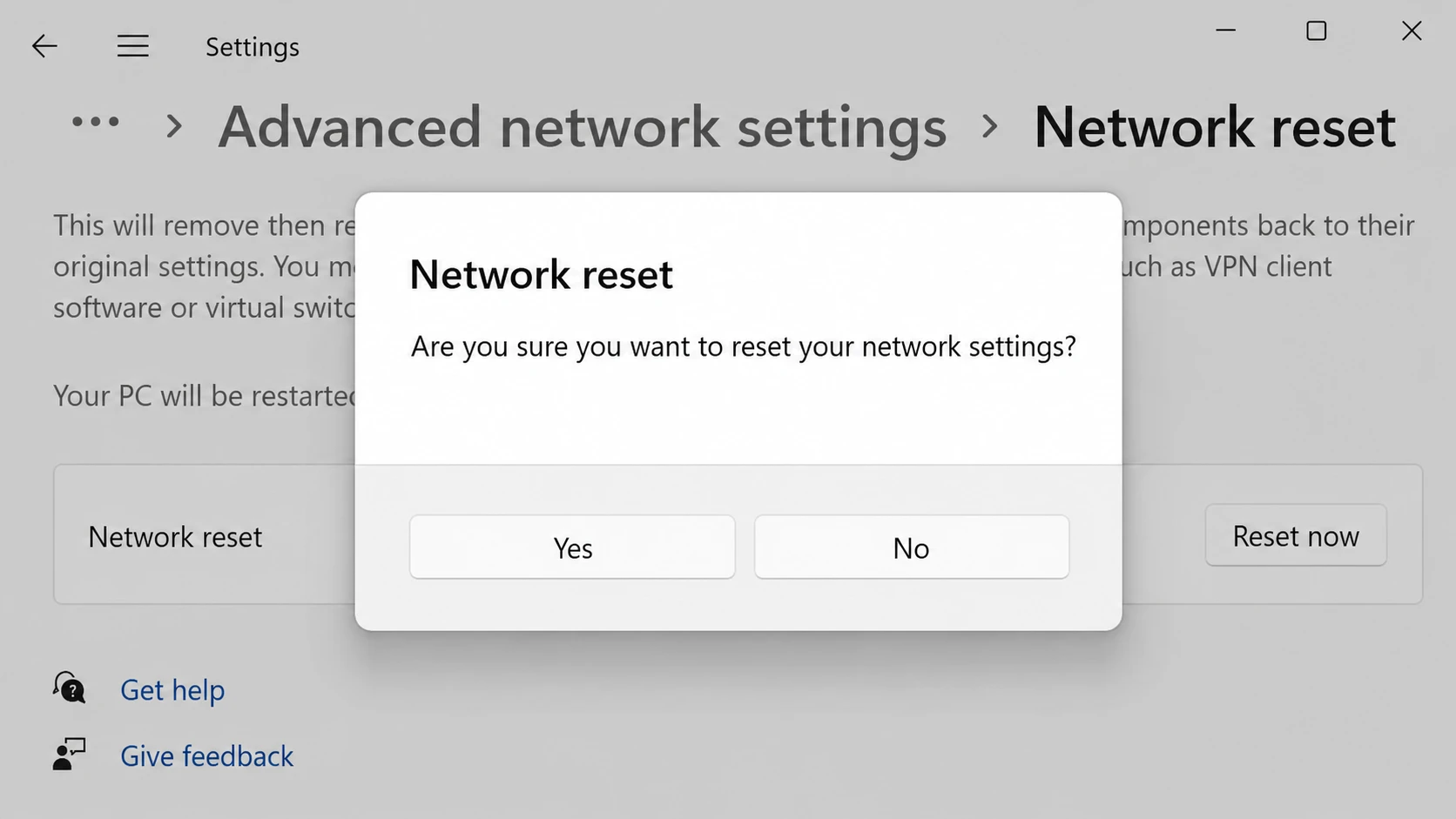 Reset Network Adapter
