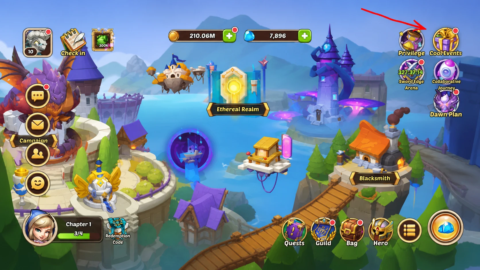 Idle Heroes Codes Cool Events menu