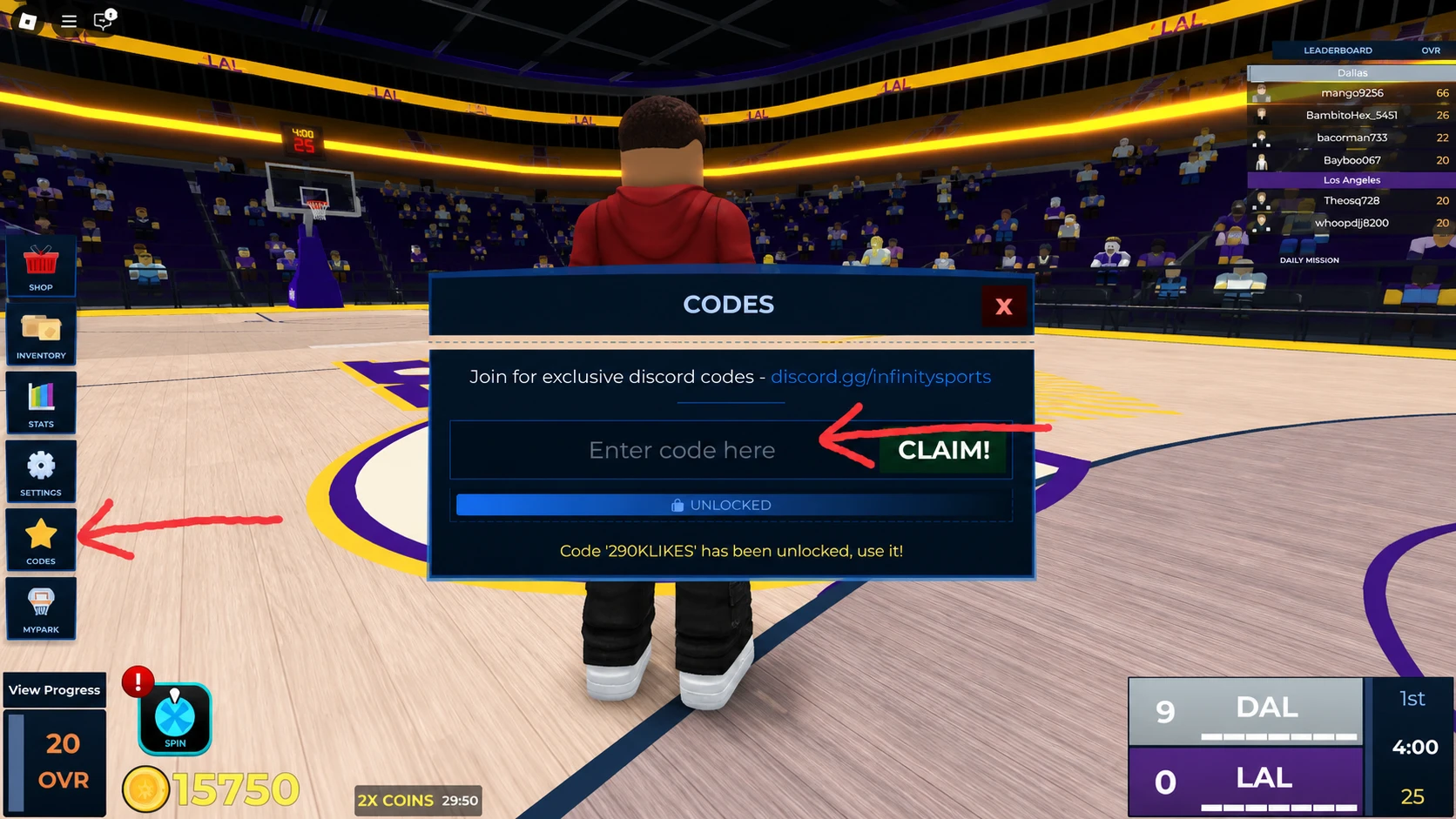 redeem Roblox basket ball legends Codes