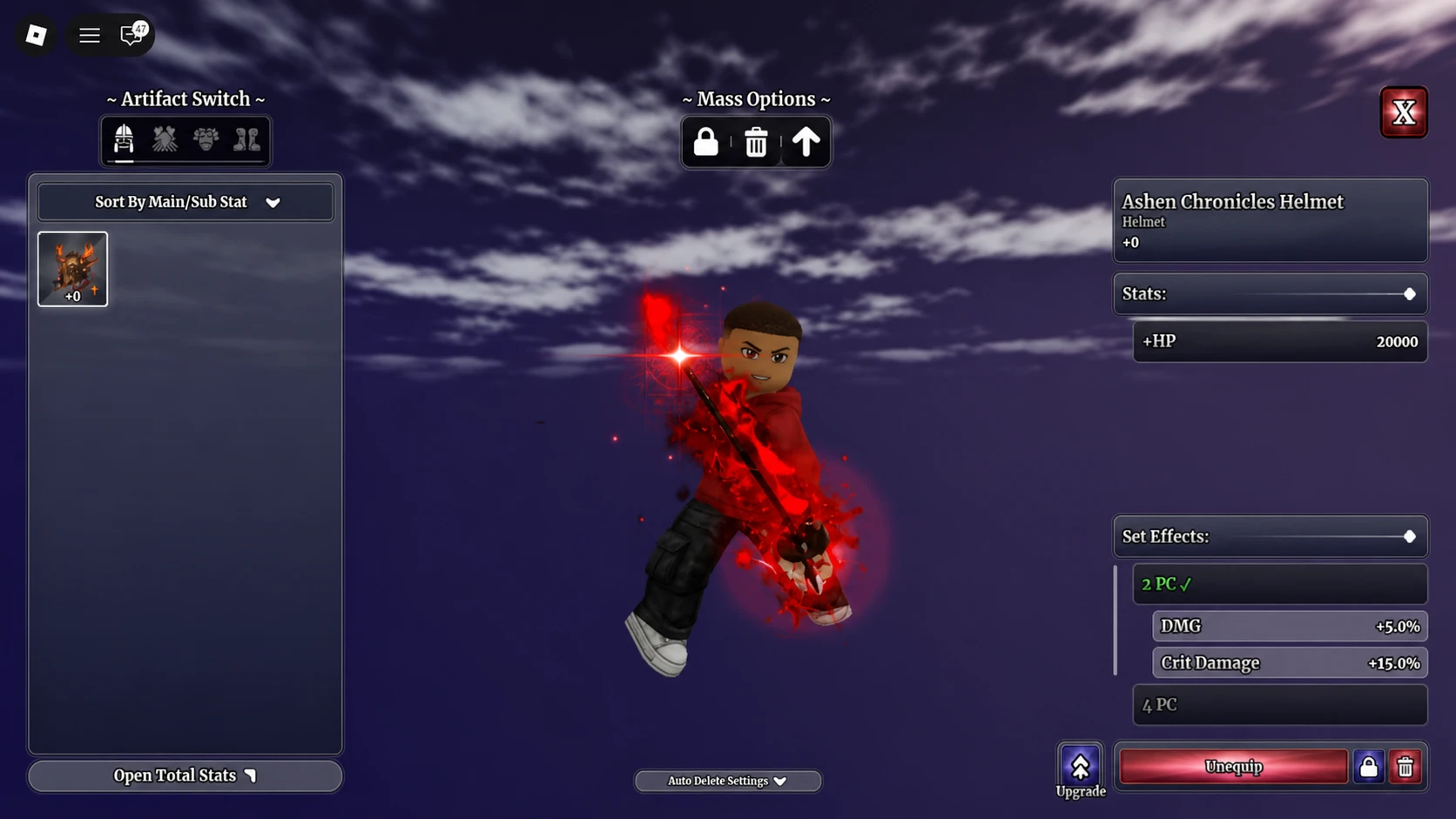 Artifacts menu