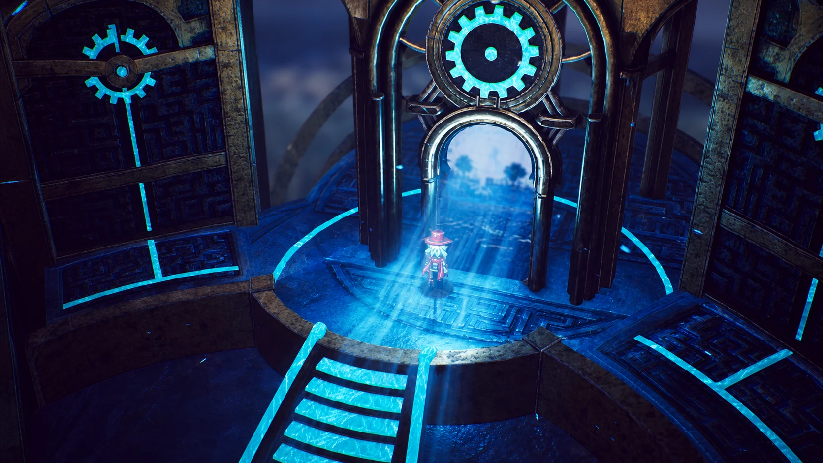 Screenshot of Elliot stepping through a time doorway for The Adventures of Elliot: The Millennium Tales endings guide