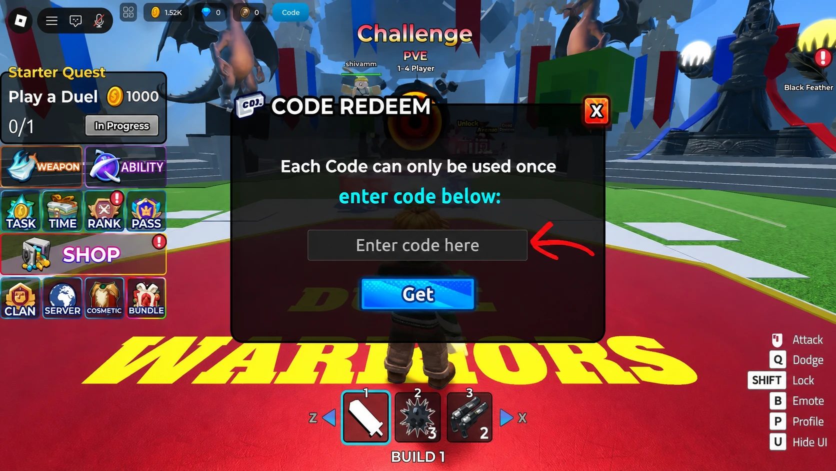Duel warriors code redemption