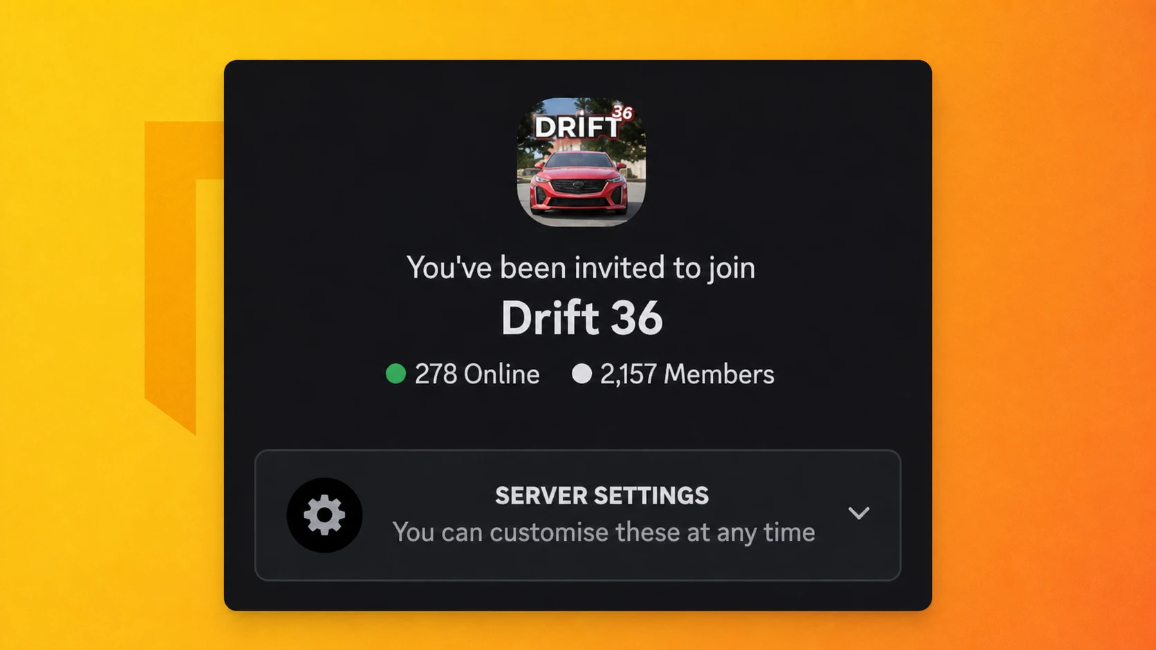 Drift 36 codes: An image of the Drift 36 Discord server