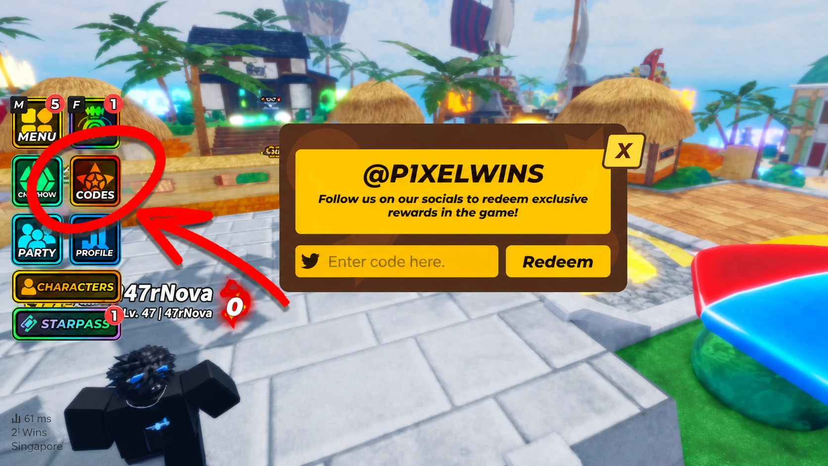 Using Jump Stars codes in-game