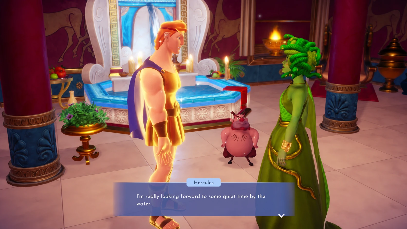 Talking about going fishing with hercules in disney dreamlight valley