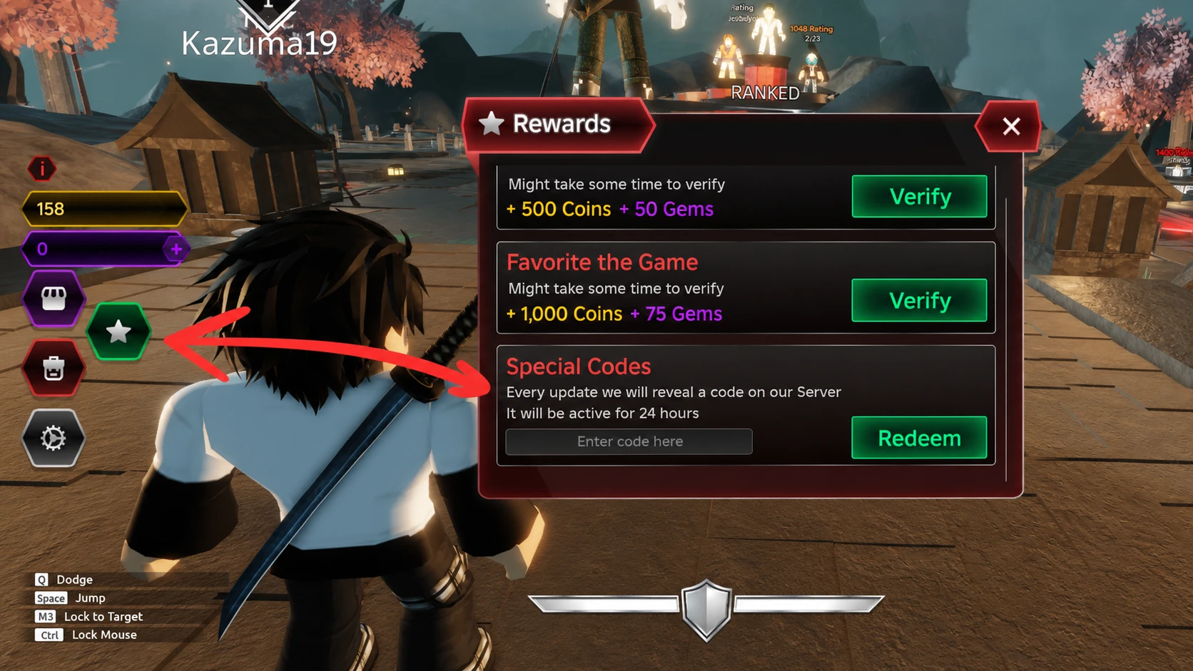 Redeeming Dueling Grounds codes on Roblox