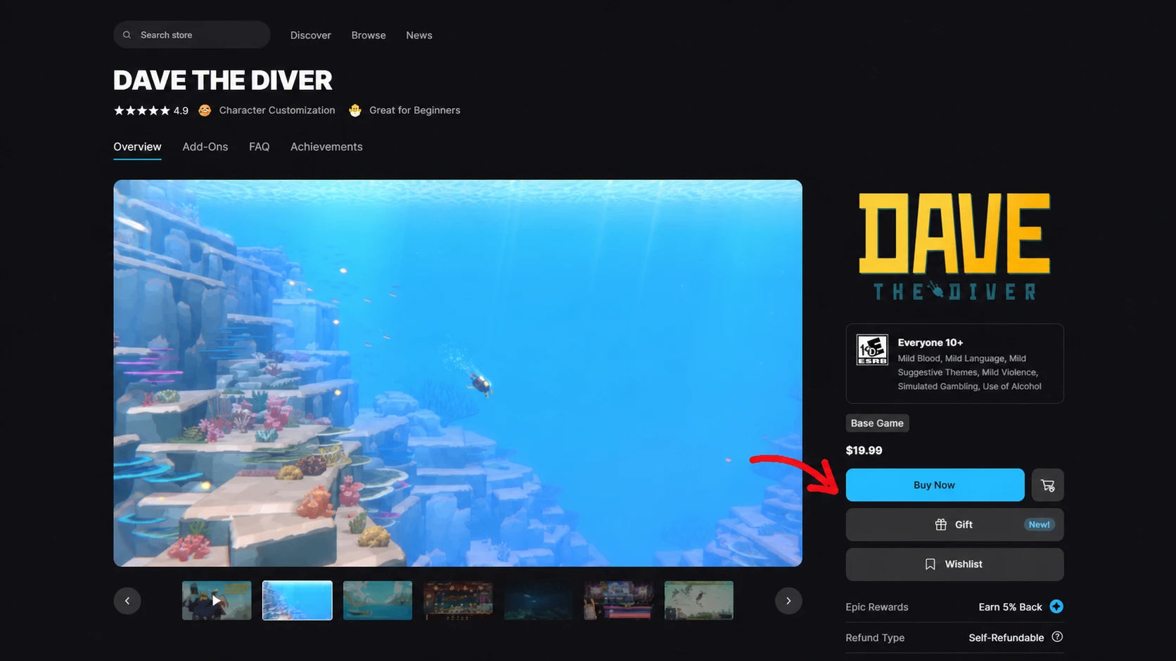 Fortnite Dave the Diver Epic Games Store