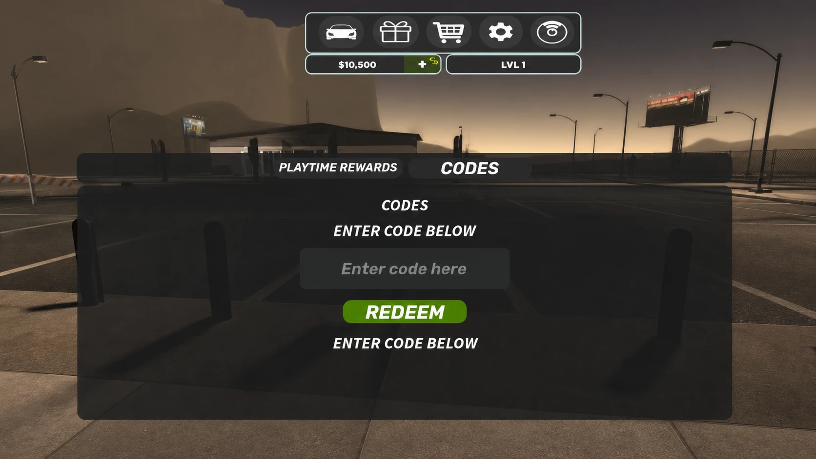 How to redeem highway showdown codes in the Roblox game