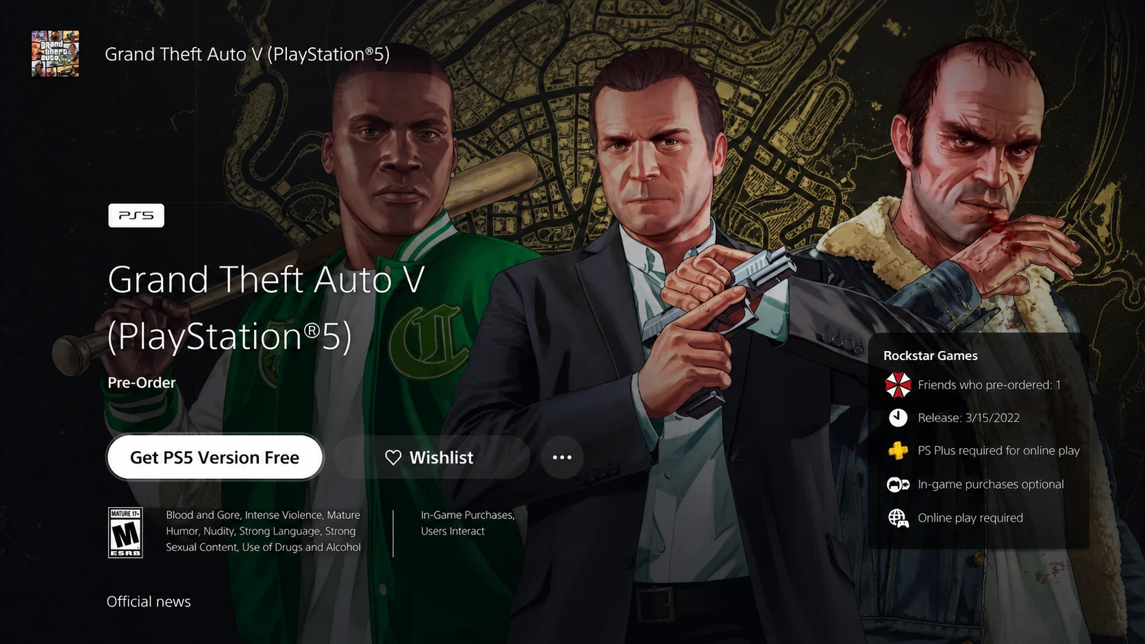 Gta 5 ps5 listing