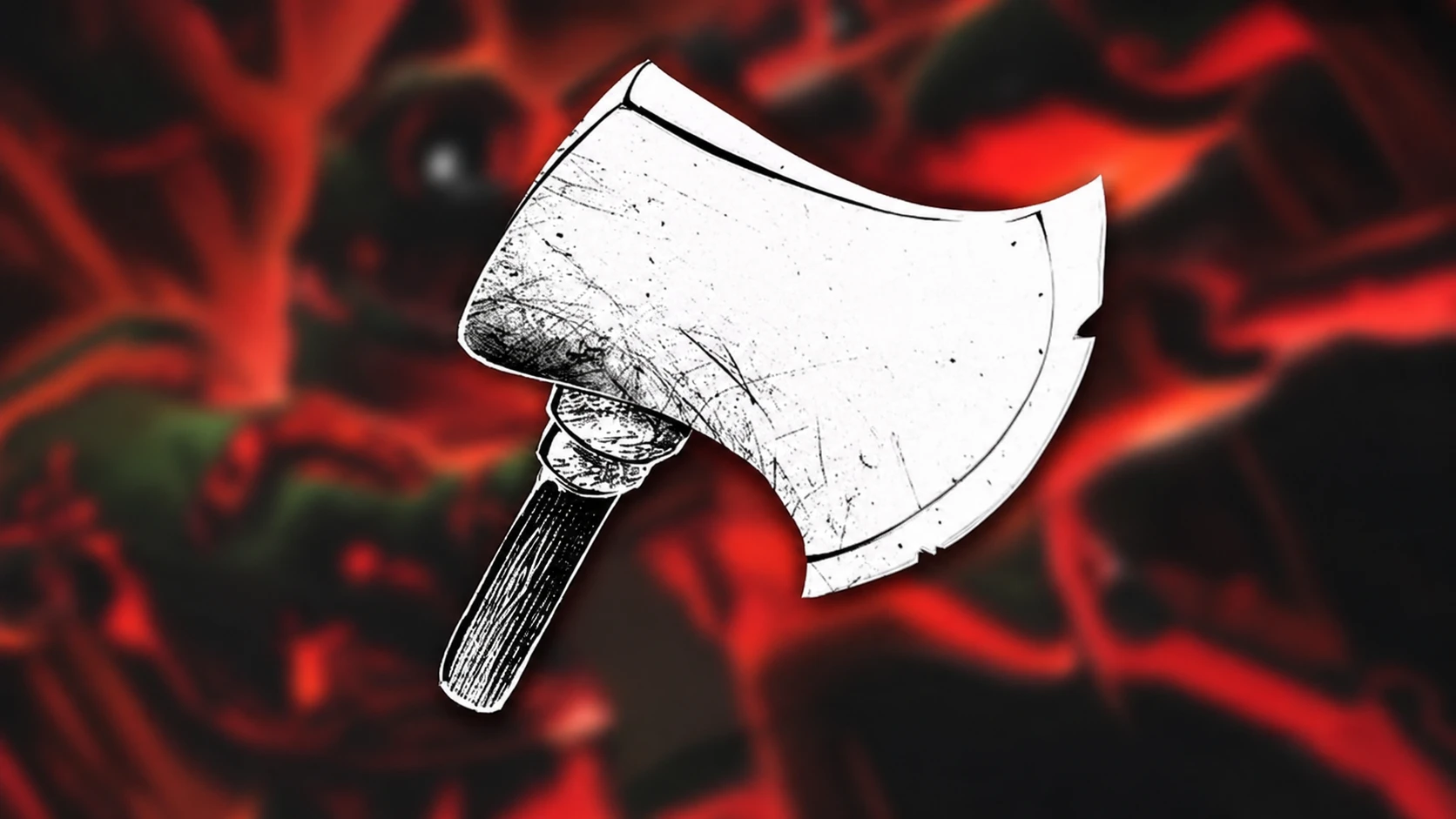 Bite by Night killers: a white axe in front of a red blurred background