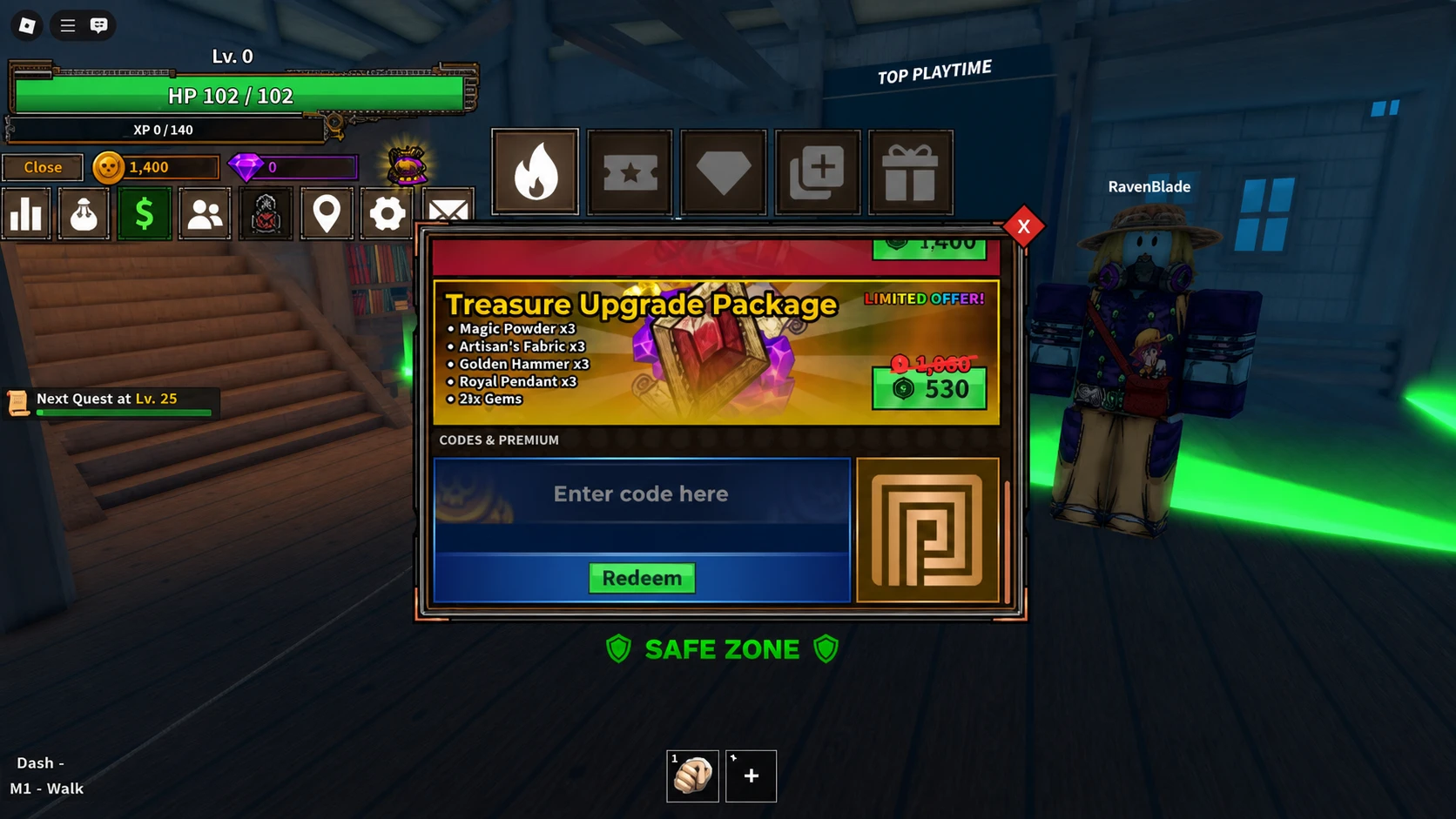 Redeeming Legend Piece codes on Roblox
