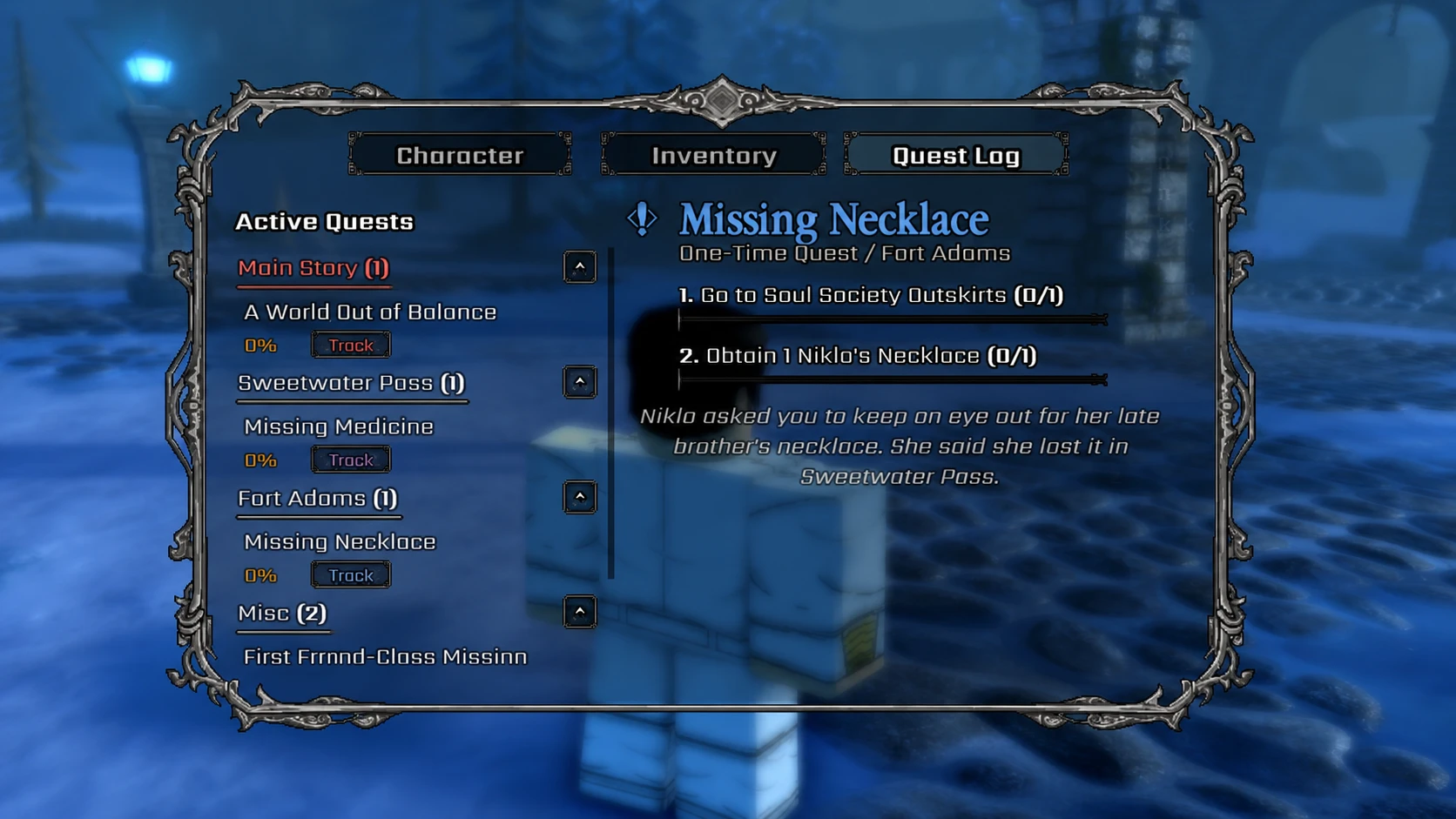 Mission interface with Necklace Quest in VV Ultimatum
