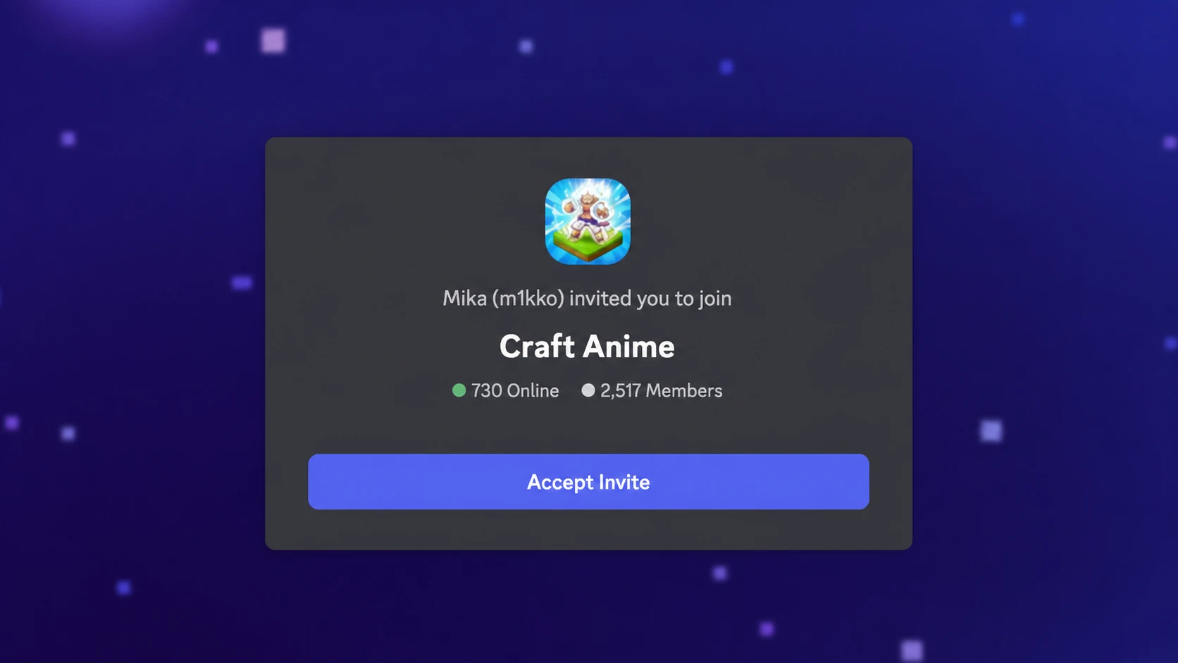 Craft Anime codes: An image of the SGR Studios server for Craft Anime players on Discord
