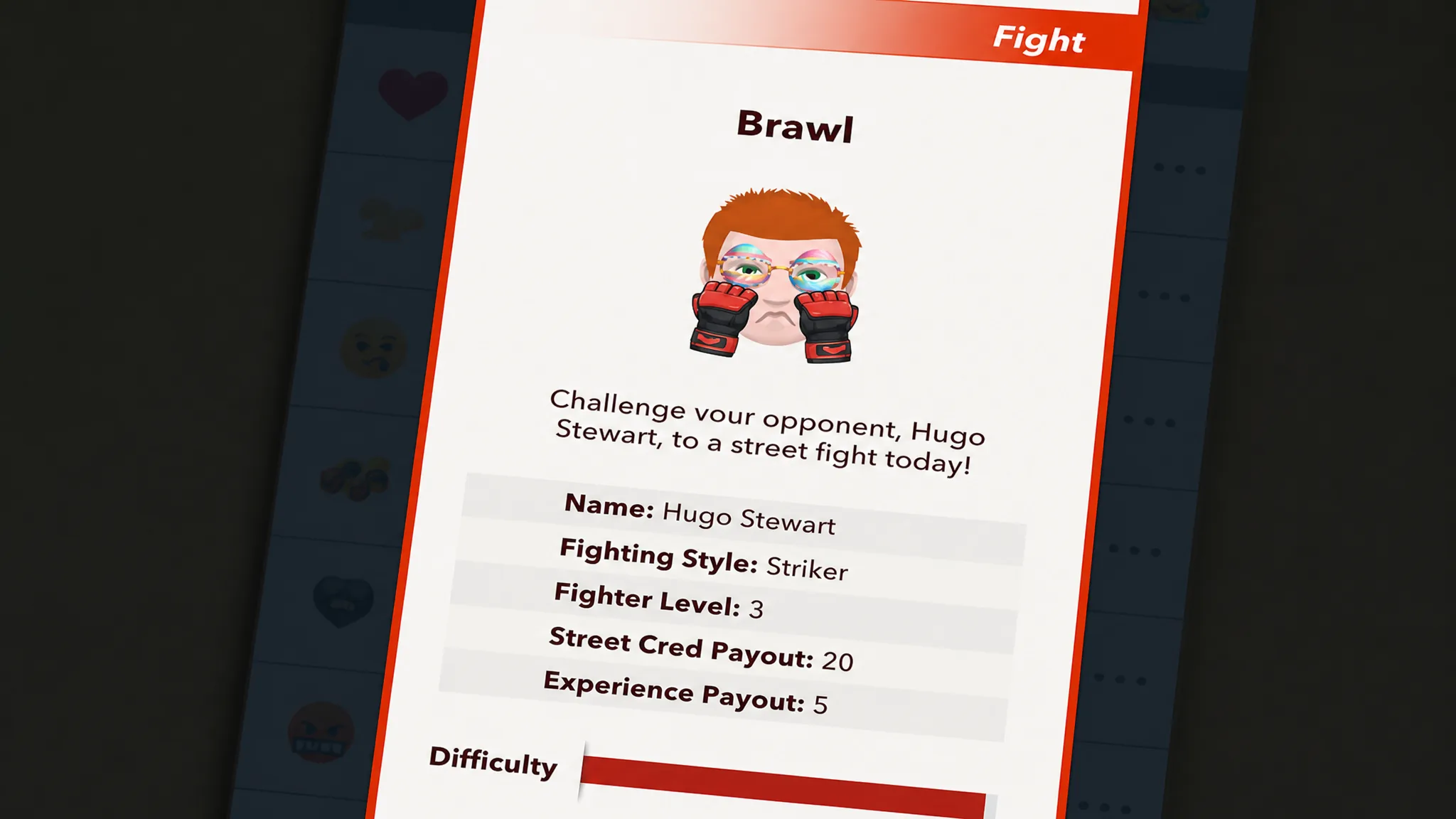 The Street Fighting Menu in BitLife