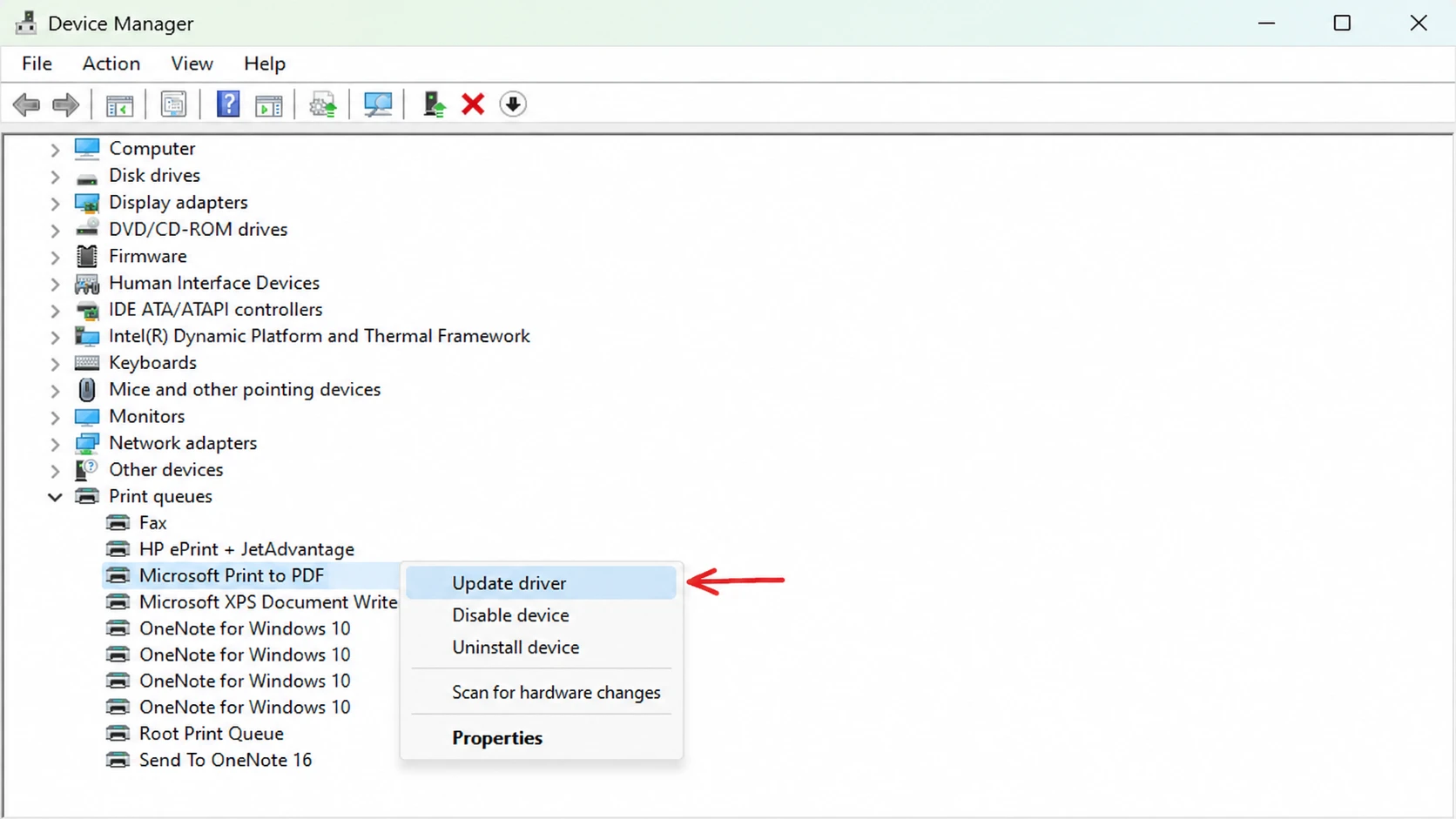 Update printer driver