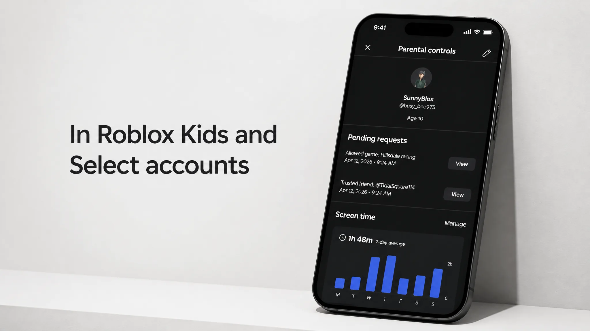 Parental controls in Roblox kids accounts