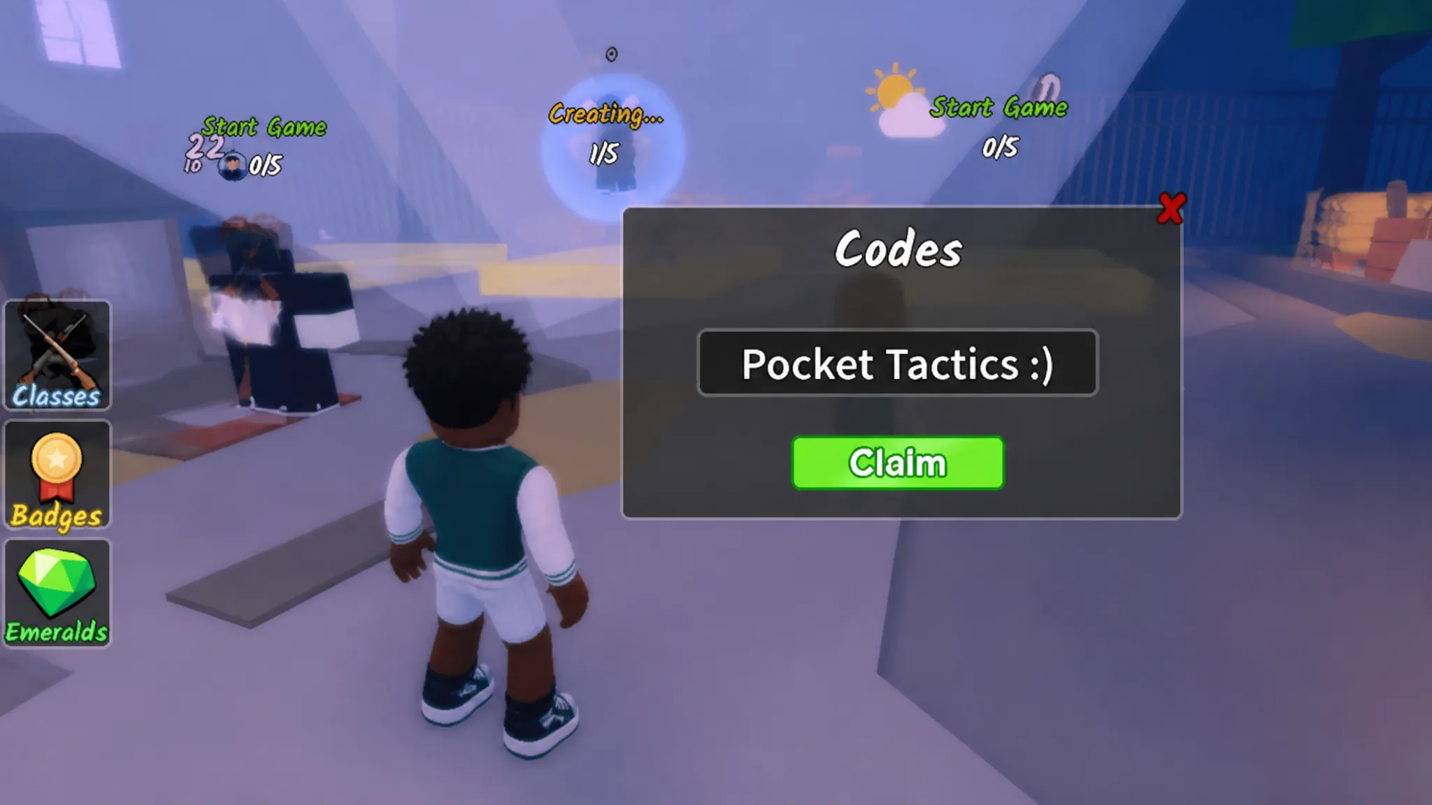 Survive the Apocalypse code entry screen showing the Claim button