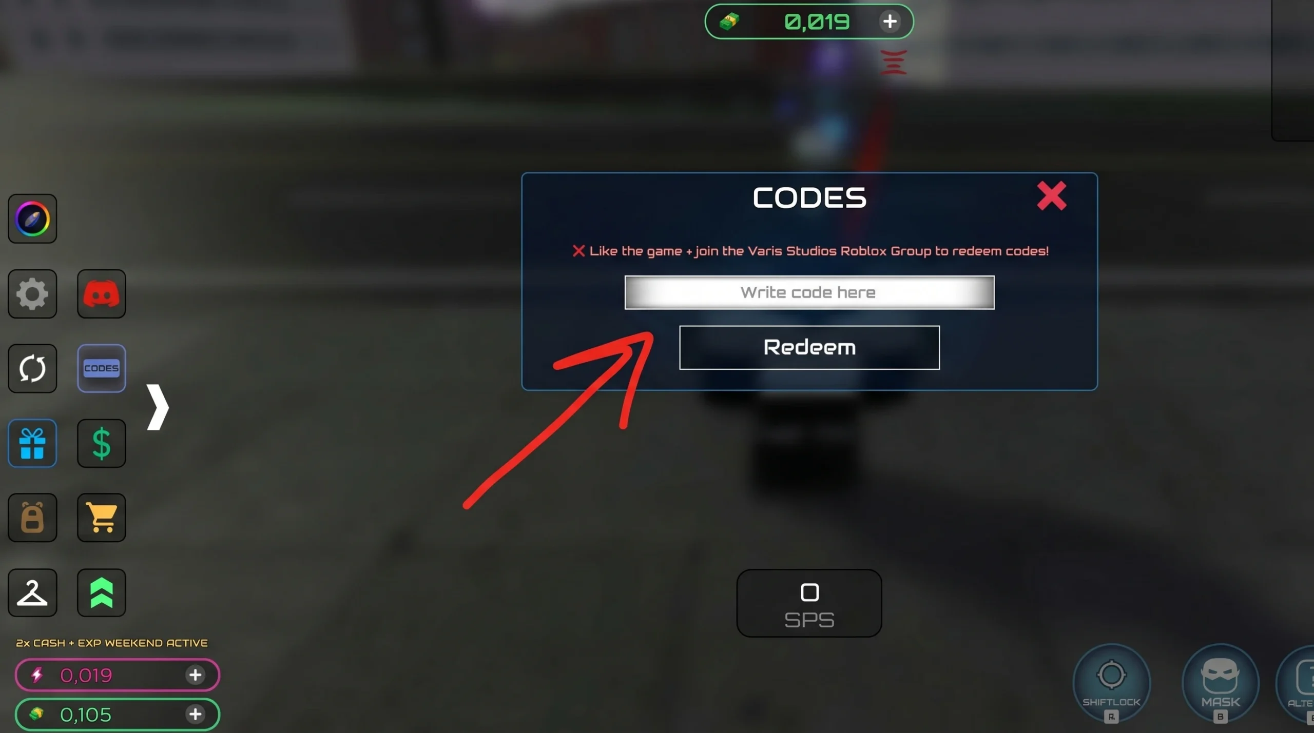 The flashpoint codes redemption screen