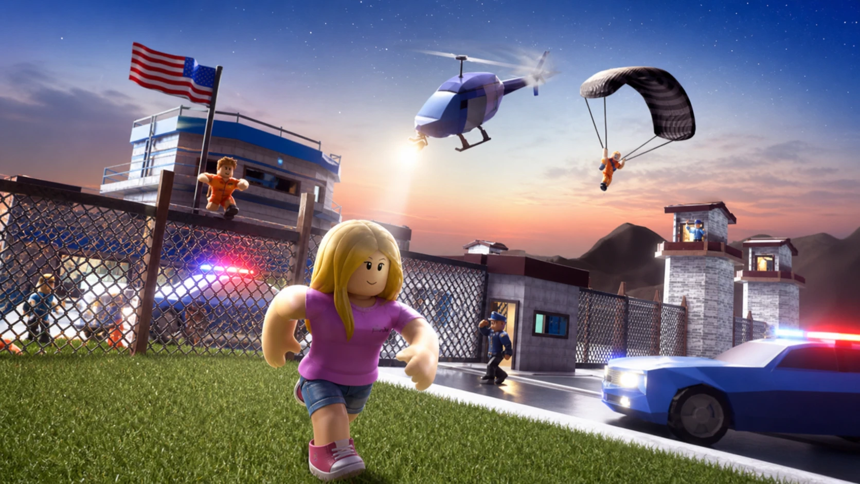 Jailbreak codes - a criminal escaping jail and running from the police