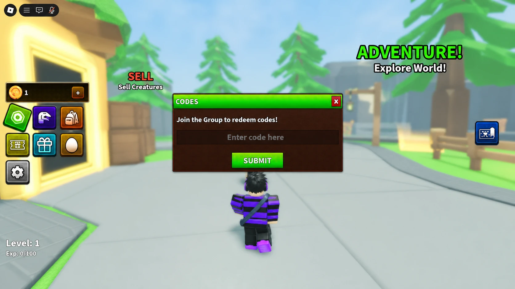 Go Catch codes: A screenshot of the codes box with Pocket Tactics in the slot and a PT logo in the top right corner